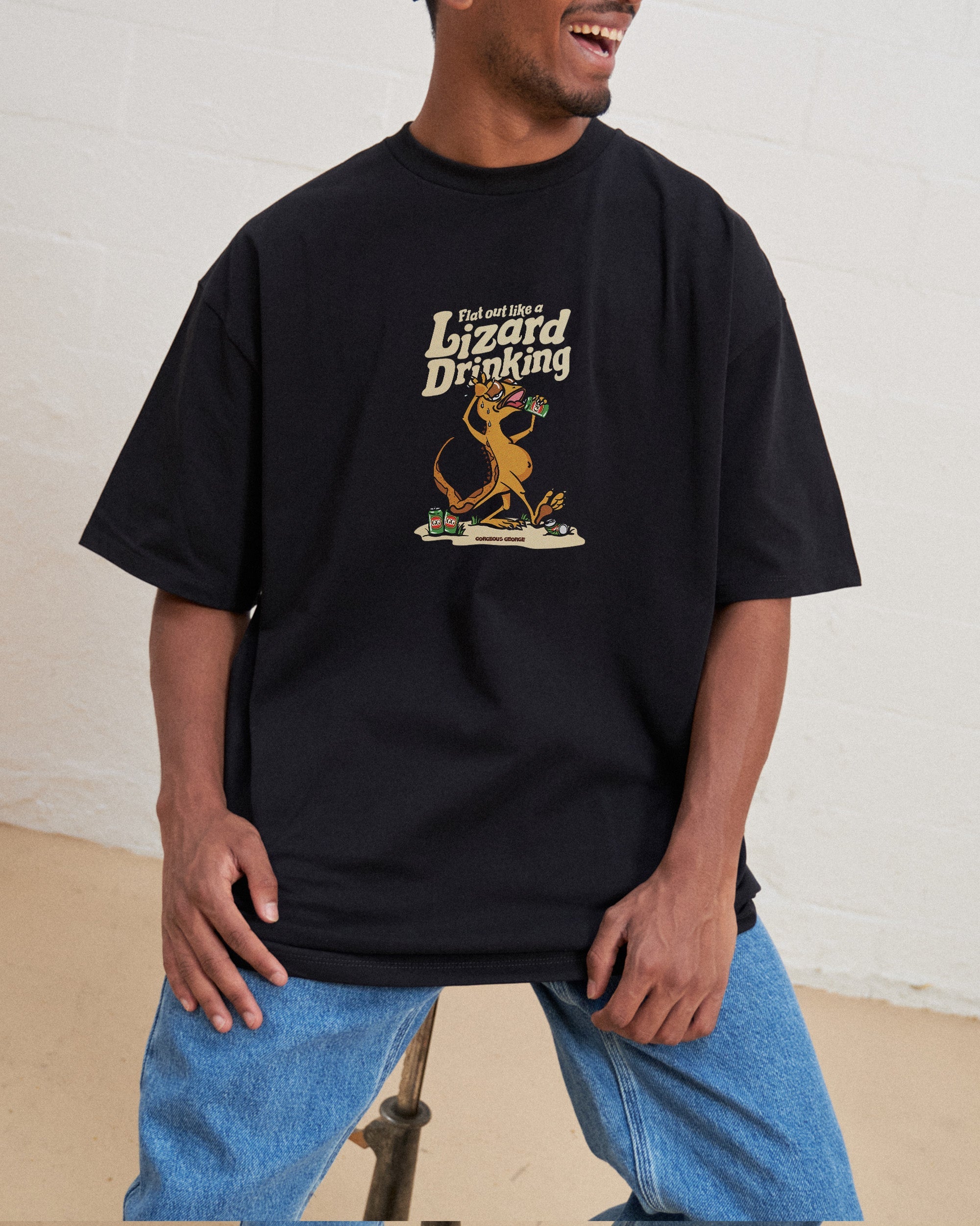 Flat Out Like a Lizard Drinking Oversized Tee Australia Online Black