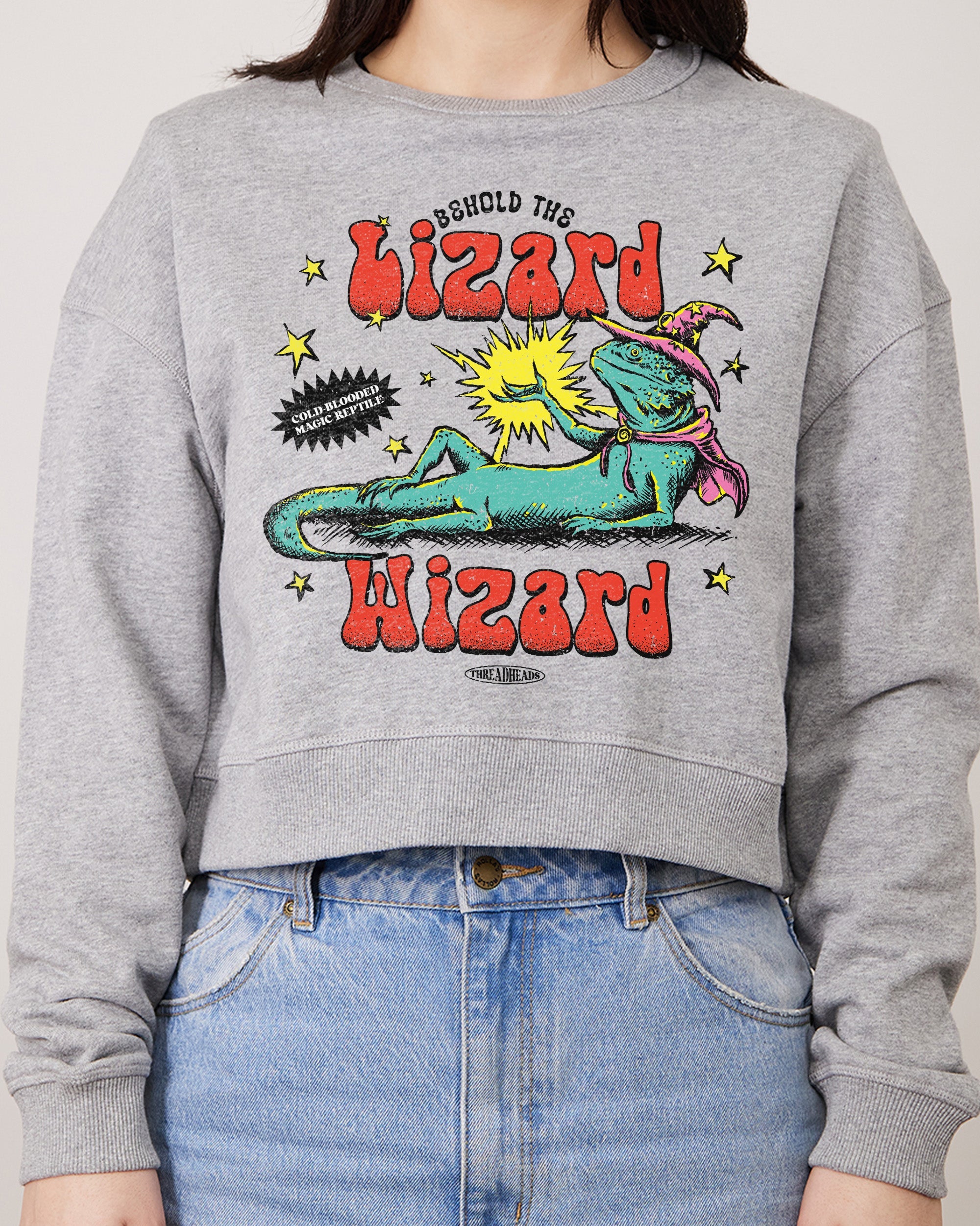 Lizard Wizard Crop Jumper Australia Online Grey