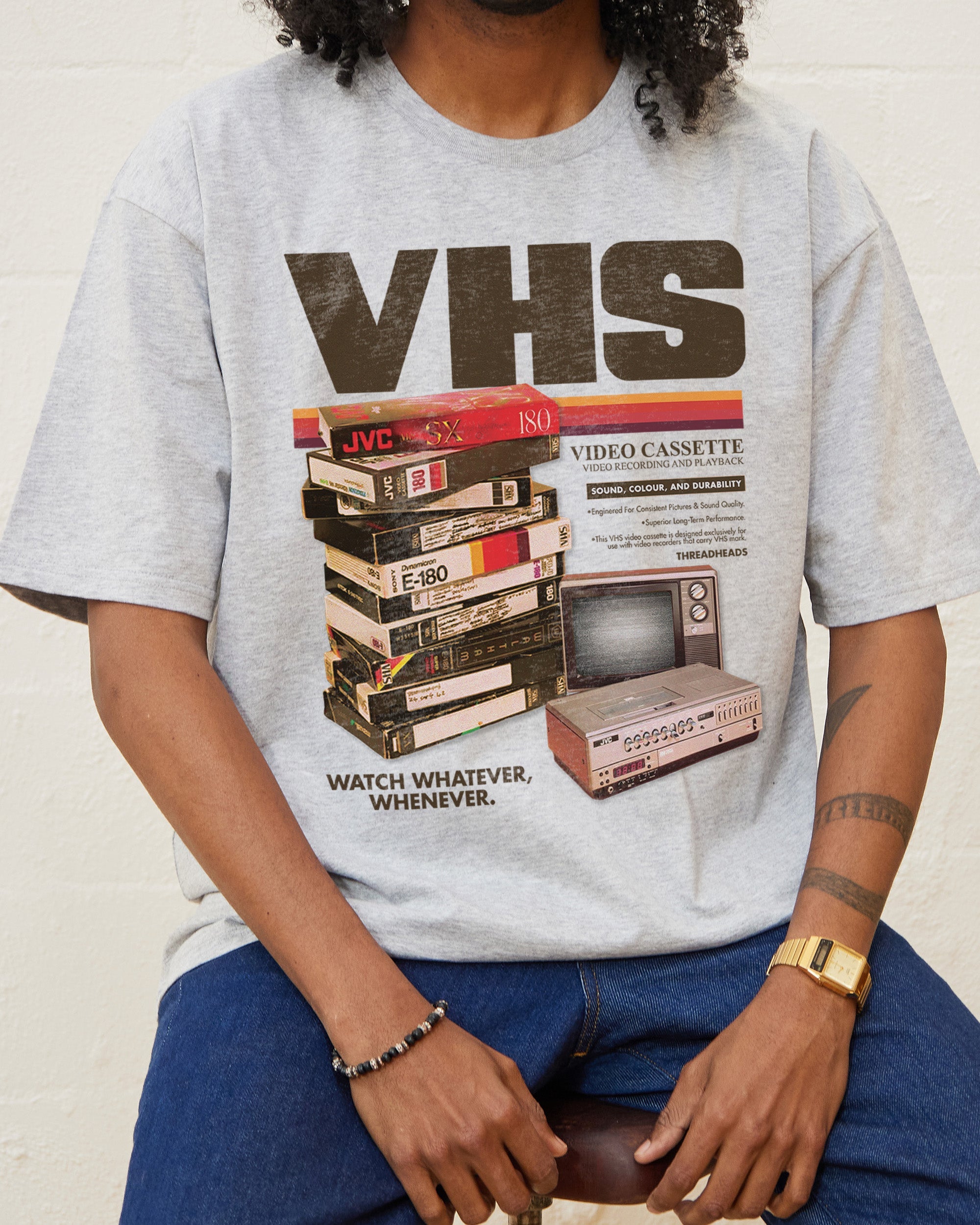 Vintage VHS Tapes T-Shirt Australia Online Grey