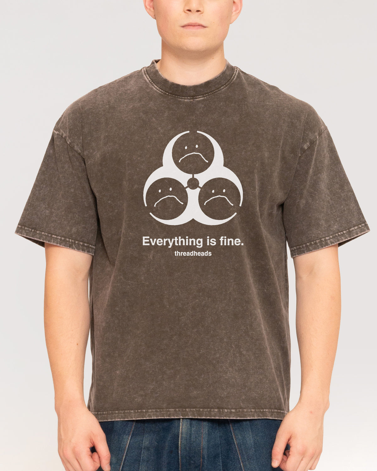 Everything Is Fine Biohazard Grey Stone Oversized Tee
