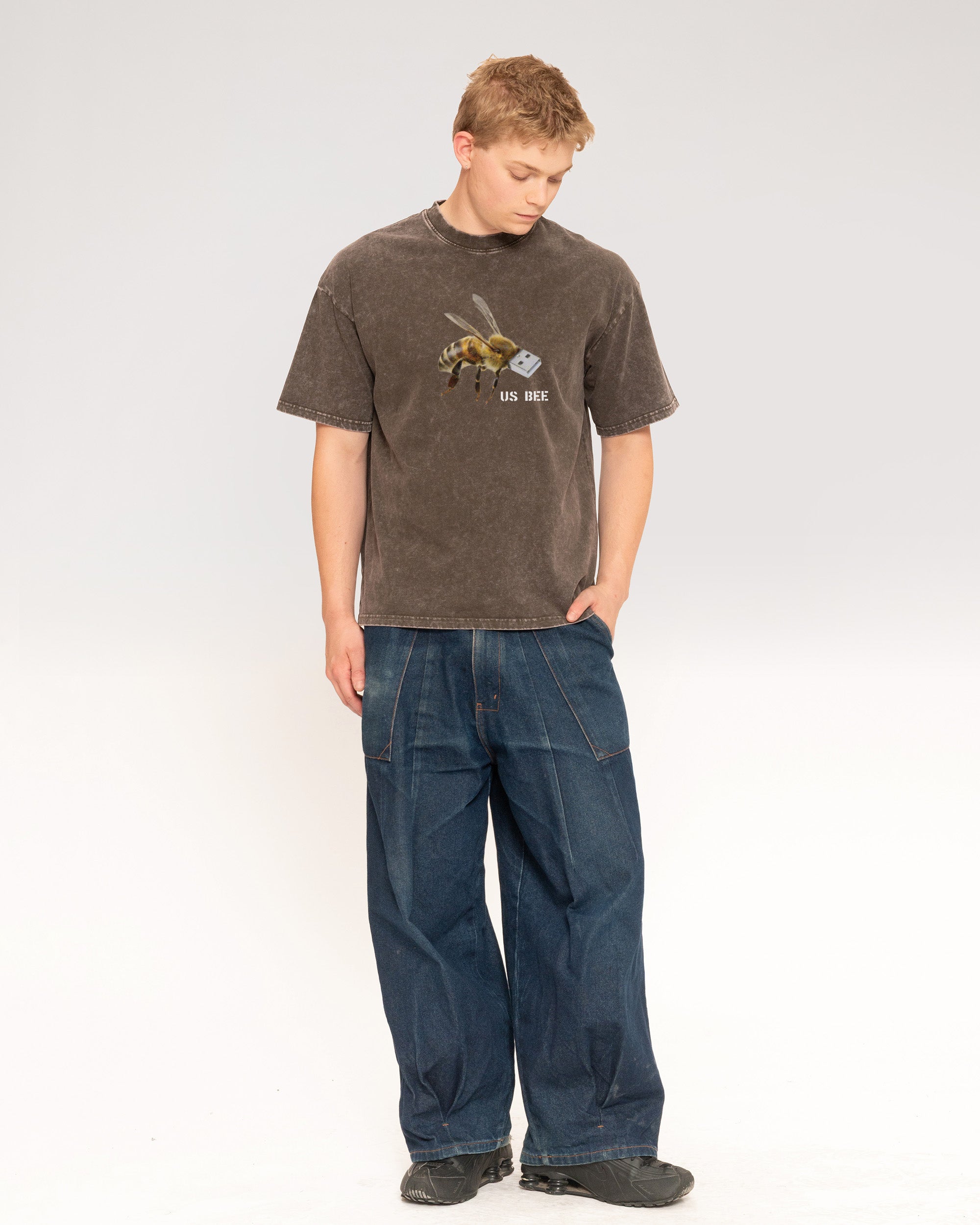 US BEE Grey Stone Oversized Tee