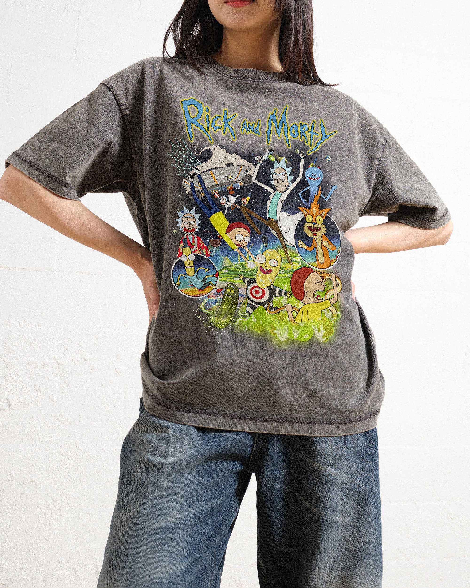 Rick and Morty Bootleg Wash Tee Australia Online Grey Stone