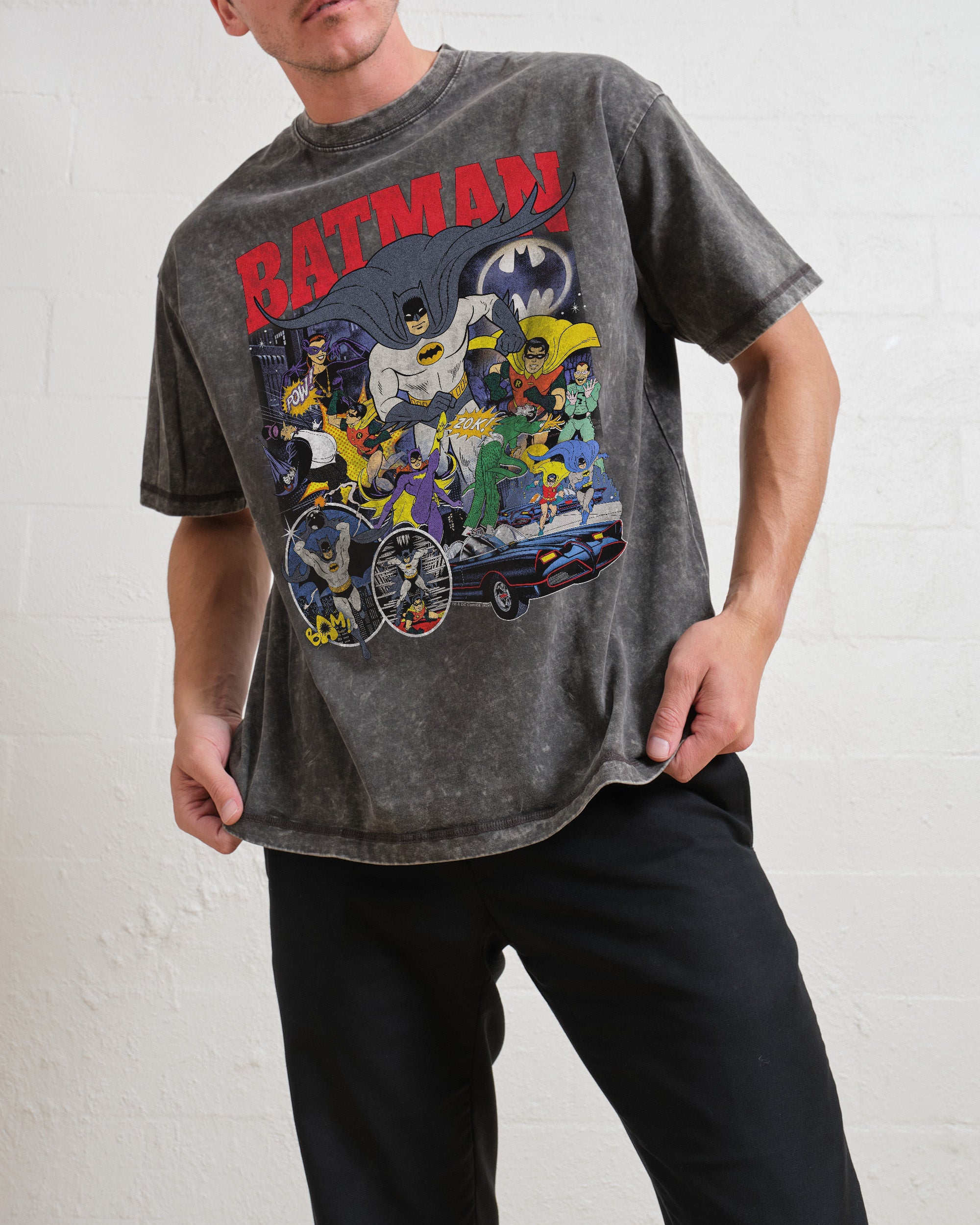 Batman Animated Bootleg Wash Tee Australia Online Grey Stone