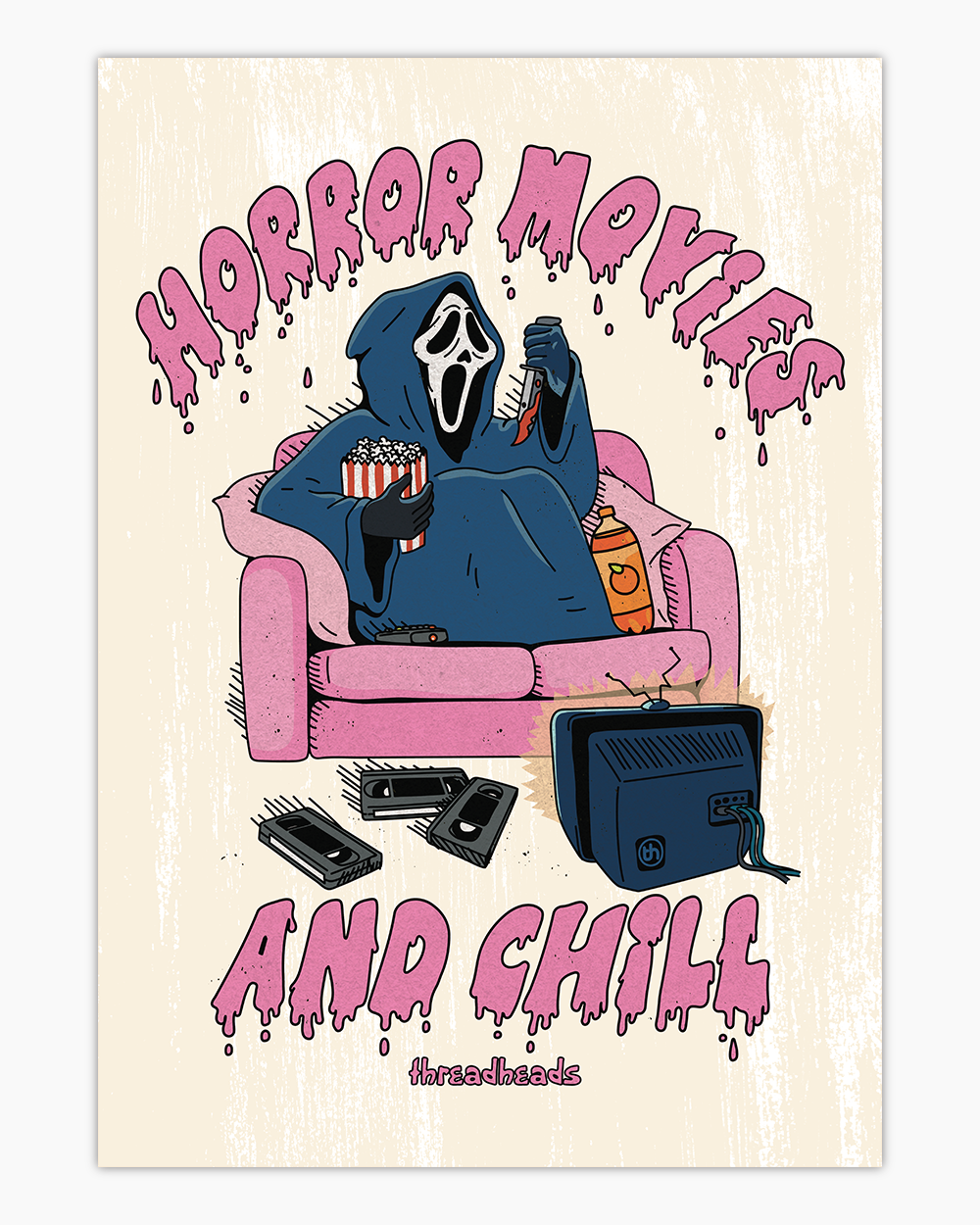 Horror Movies and Chill Art Print #colour_Natural