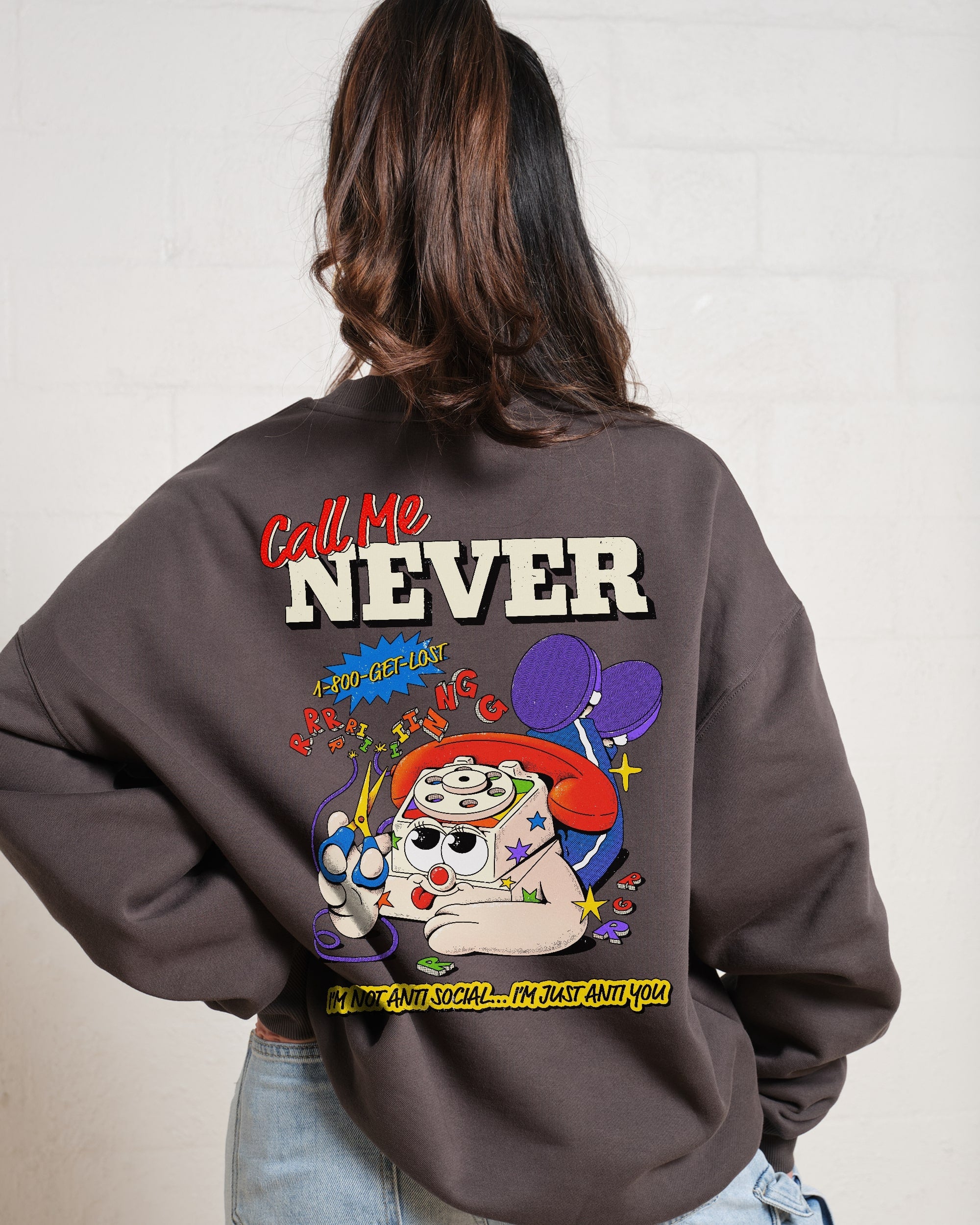 Call Me Never Sweatshirt Australia Online #colour_charcoal