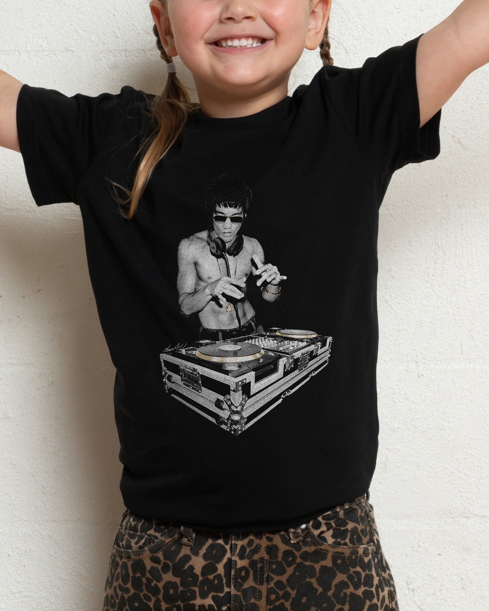 DJ Bruce Lee Black Kids T-Shirt