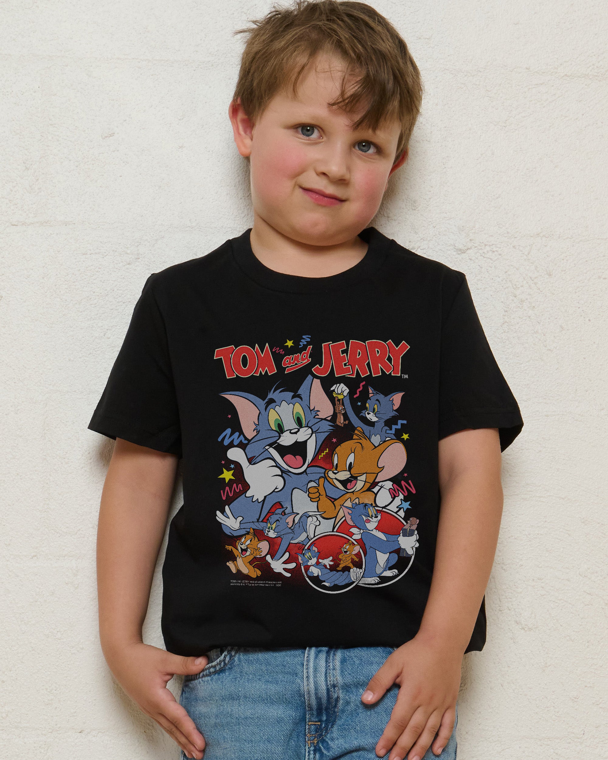 Tom and Jerry Vintage Black Kids T-Shirt