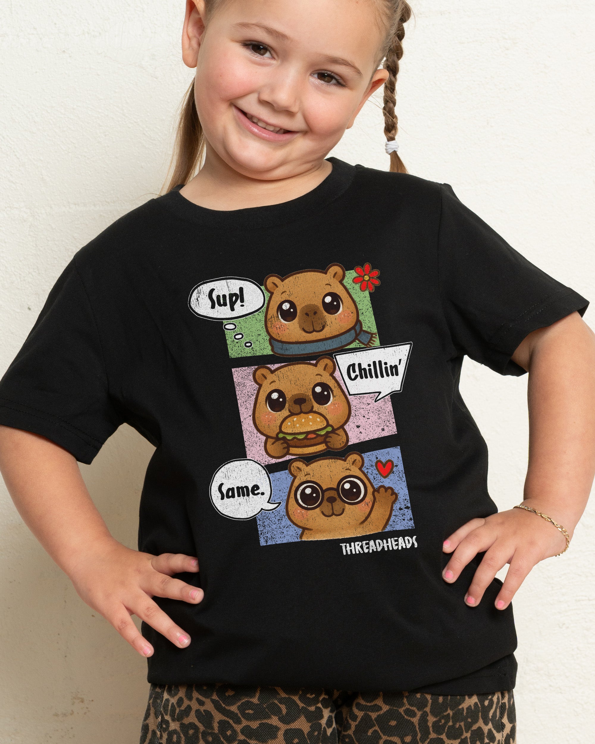 The Cozybaras Black Kids T-Shirt