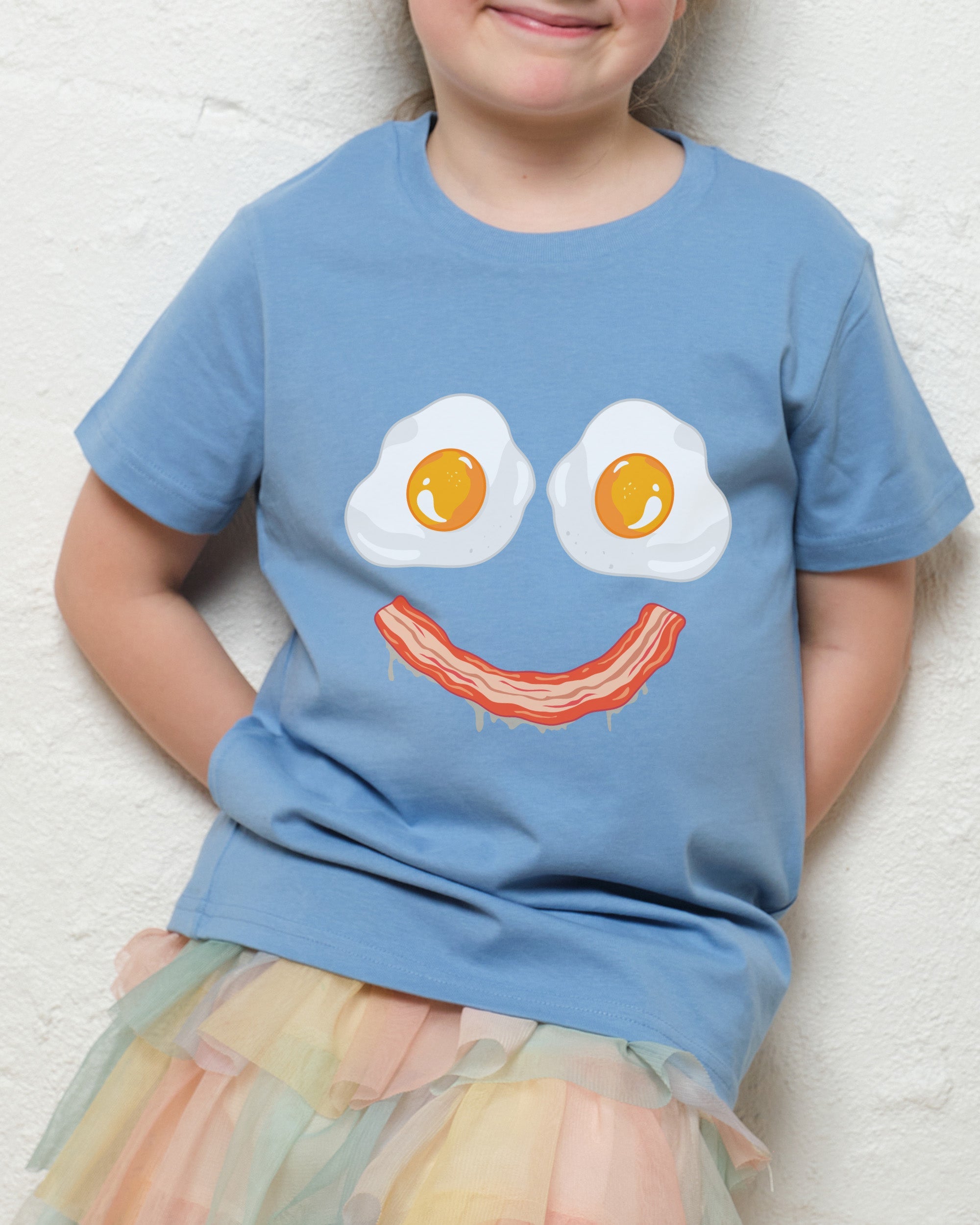 Bacon & Eggs Face Kids T-Shirt Australia Online Pale Blue