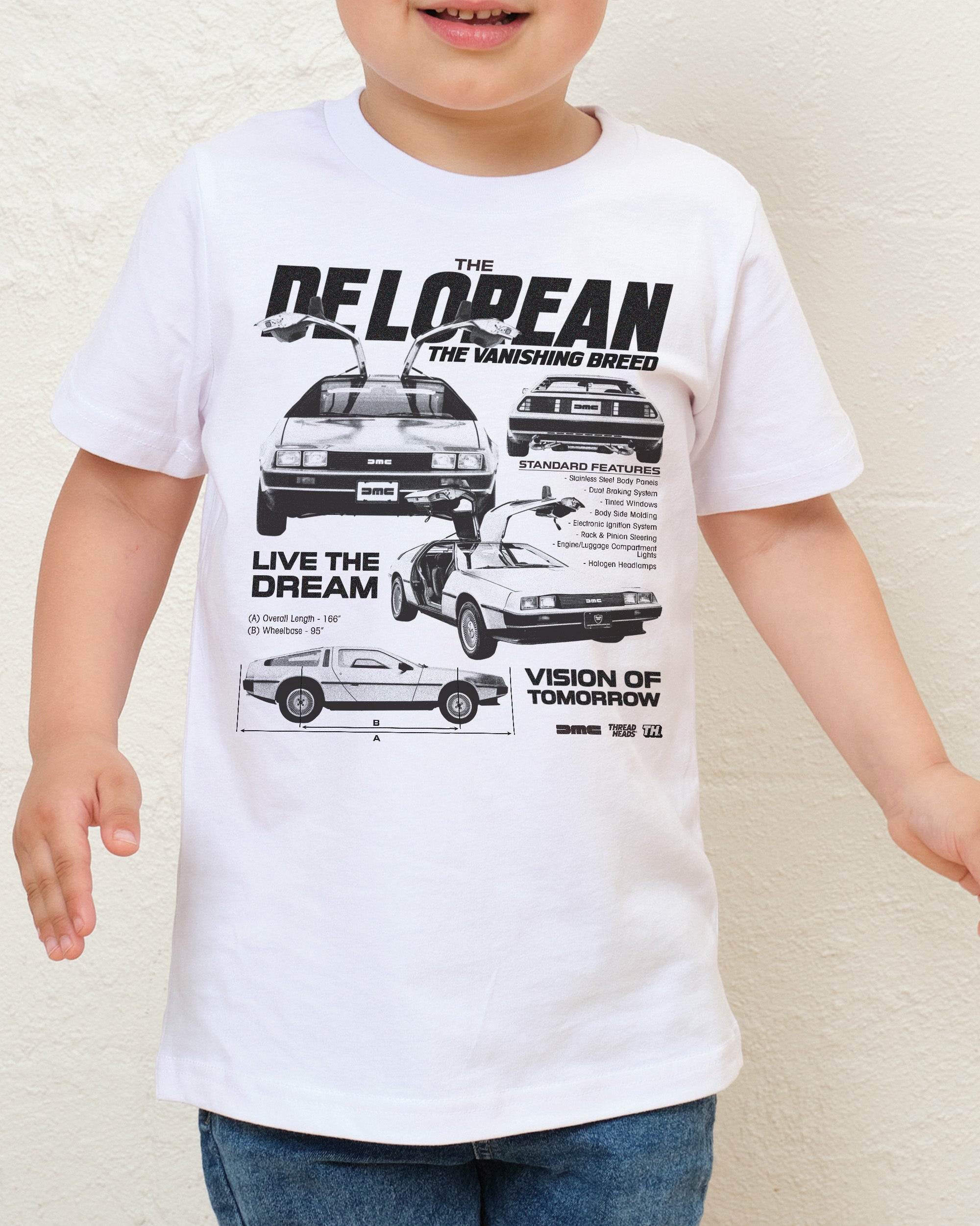 DeLorean Blueprint Kids T-Shirt Australia Online White