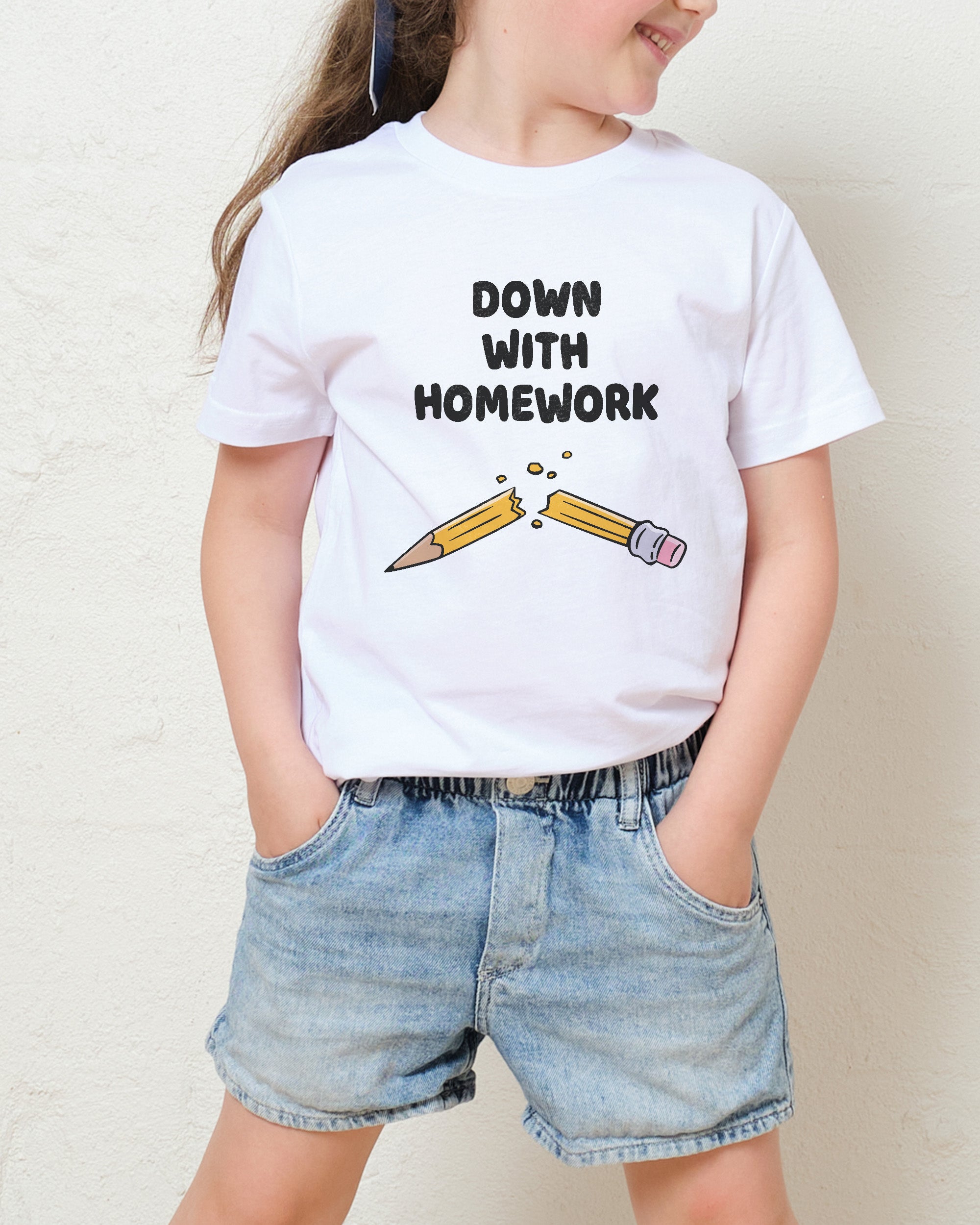 Down With Homework Kids T-Shirt Australia Online White