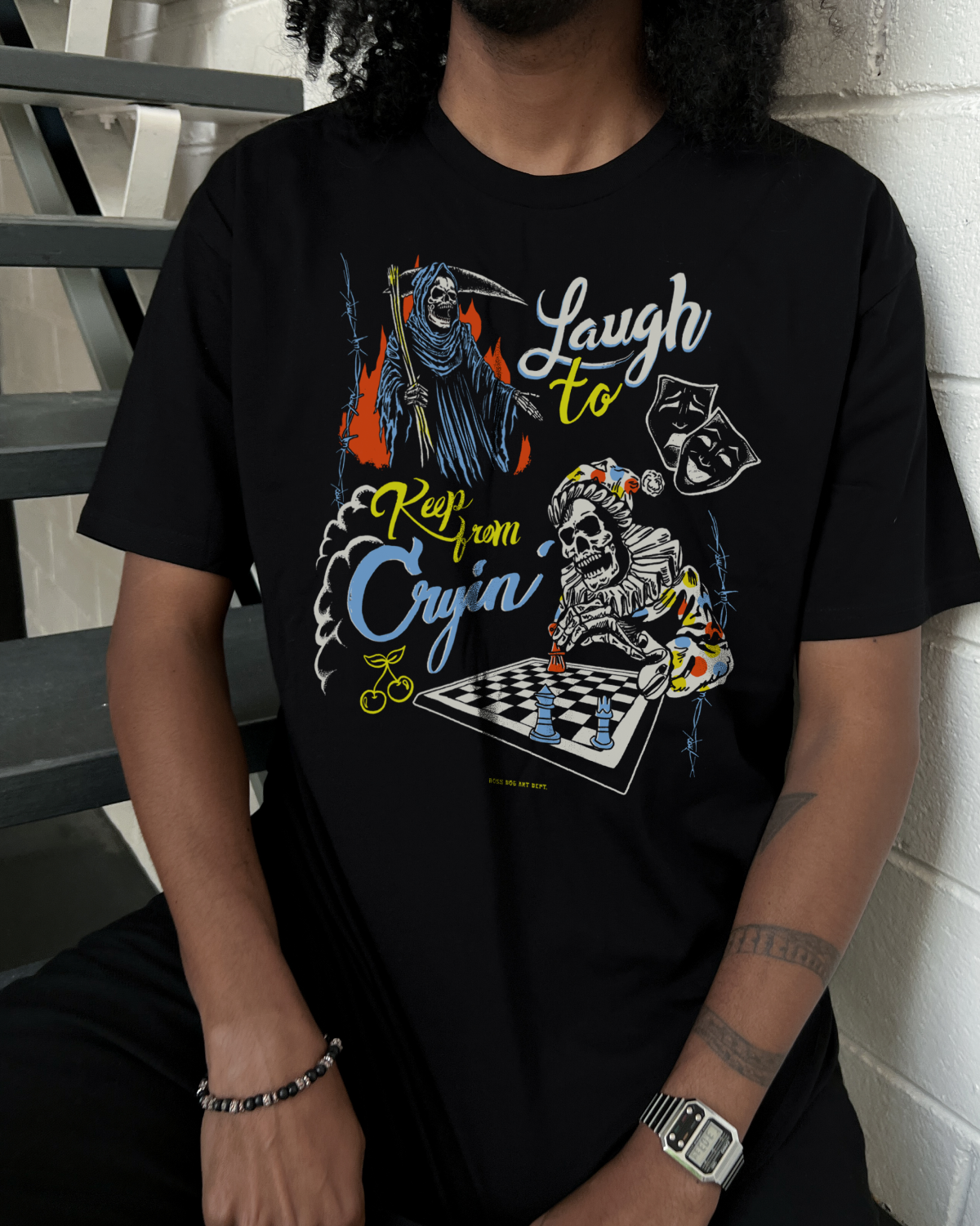 Laugh To Keep From Cryin' T-Shirt Australia Online #colour_black