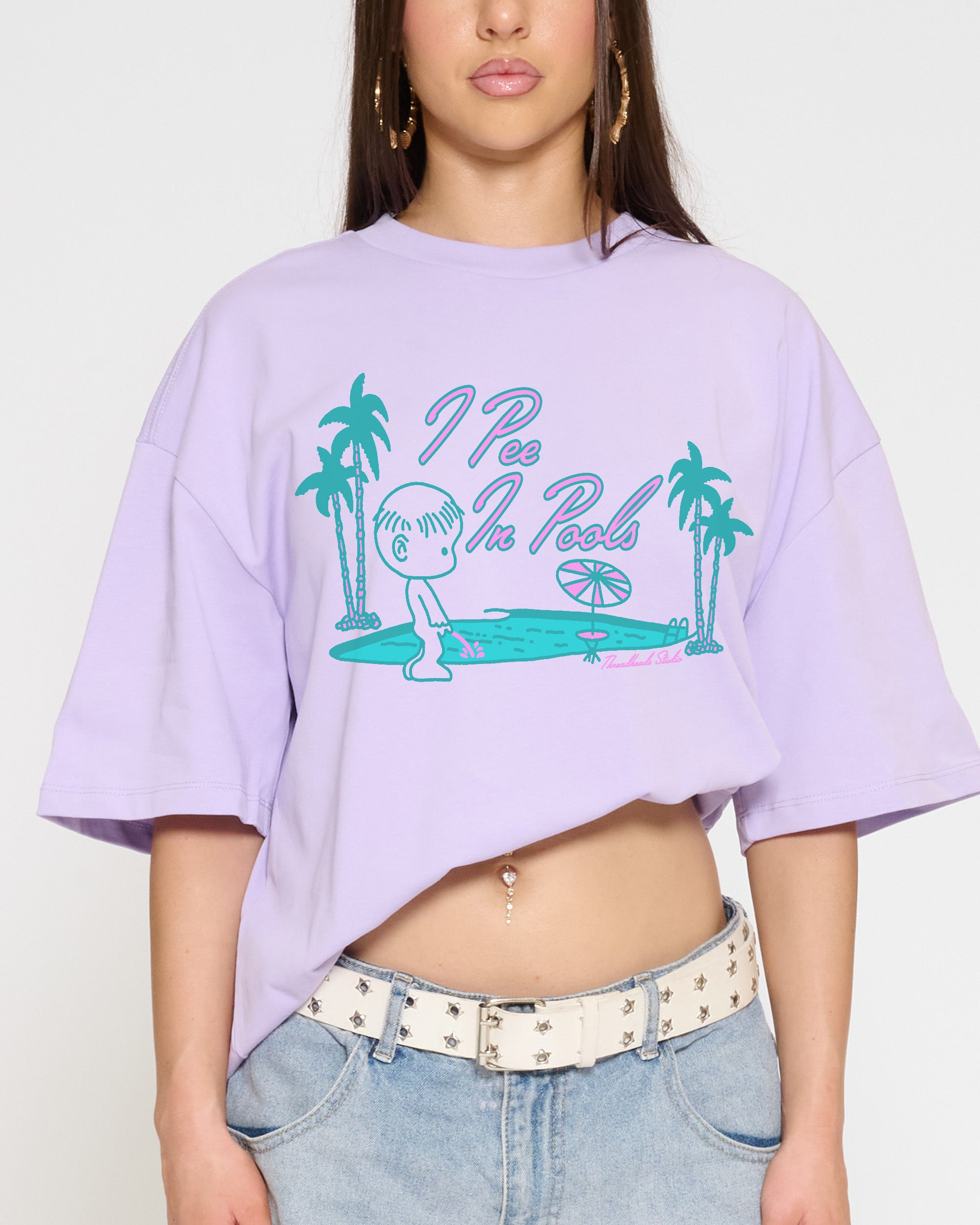 I Pee In Pools Lilac Oversized Tee