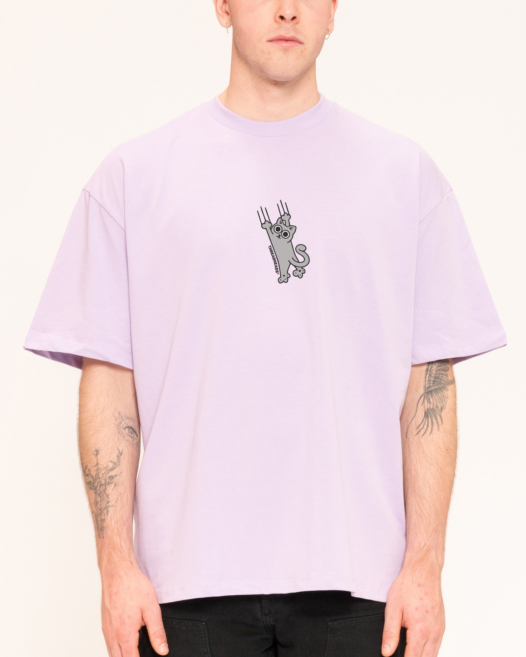Falling Cat Lilac Oversized Tee