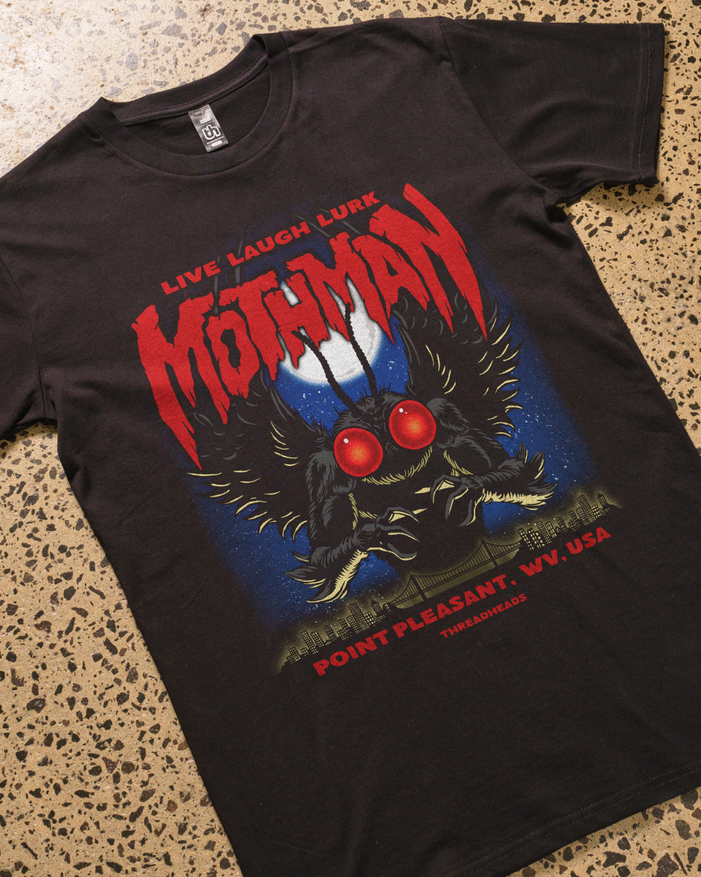 Mothman - Live Laugh Lurk T-Shirt Australia Online #colour_black