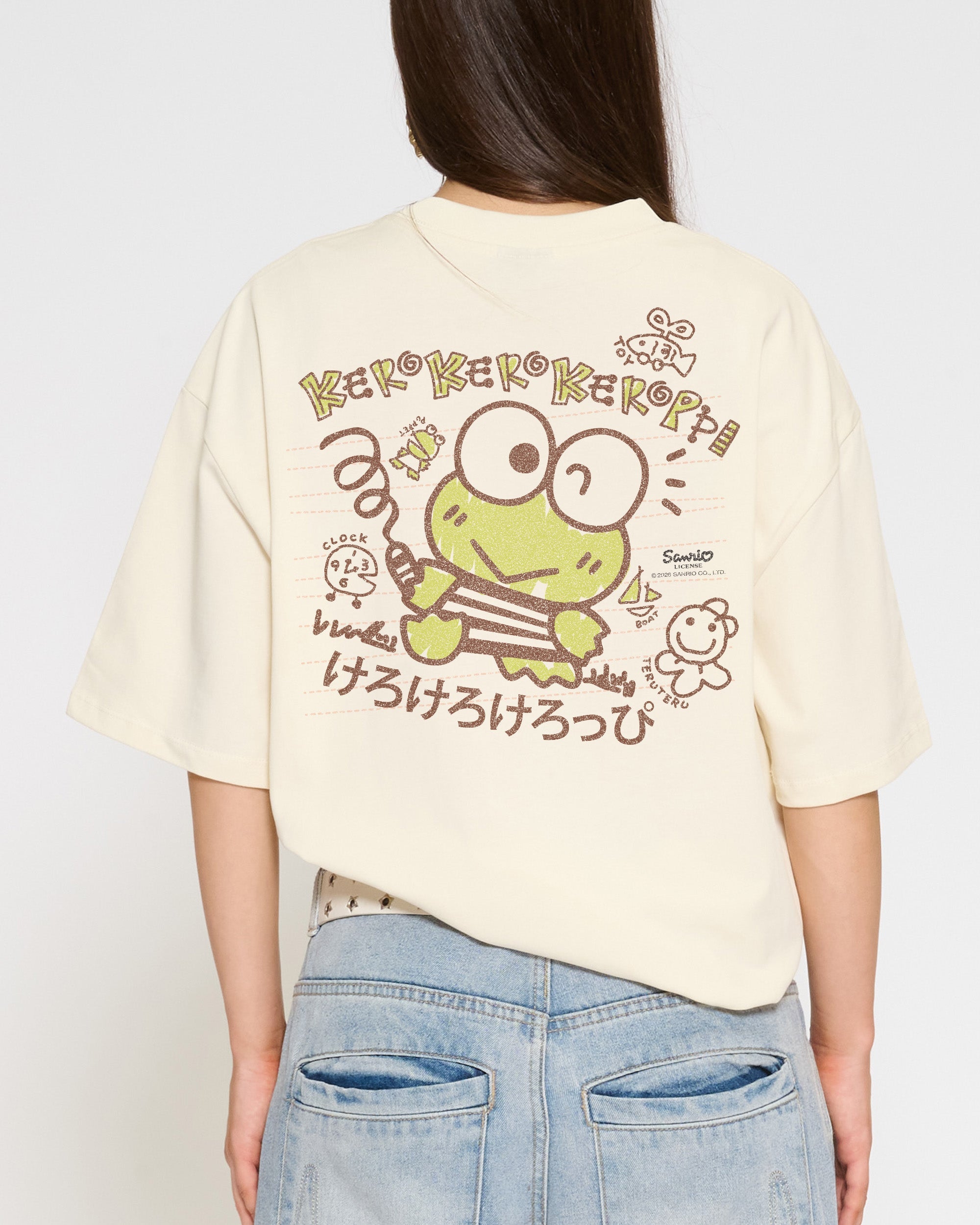 Keroppi Scribble Oversized Tee Official Hello Kitty and Friends collab Threadheads