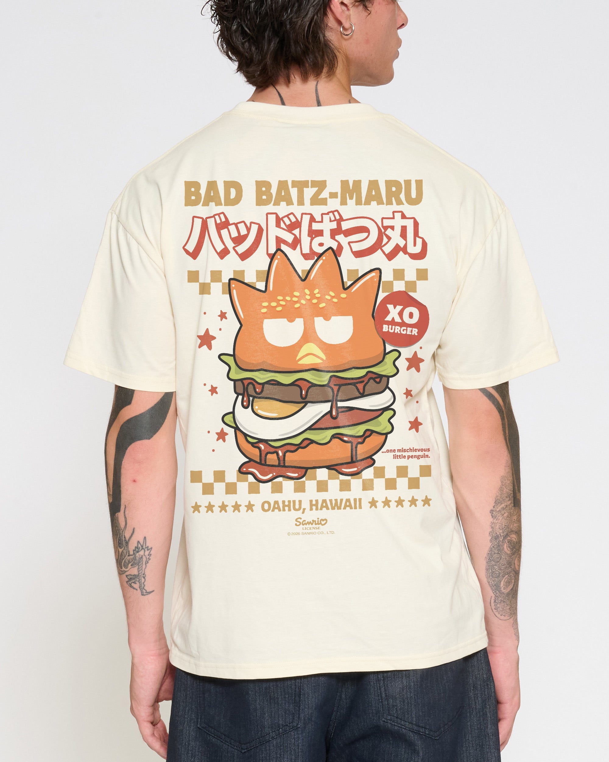 Bad Badtz-Maru Burger T-Shirt Official Hello Kitty and Friends collab Threadheads