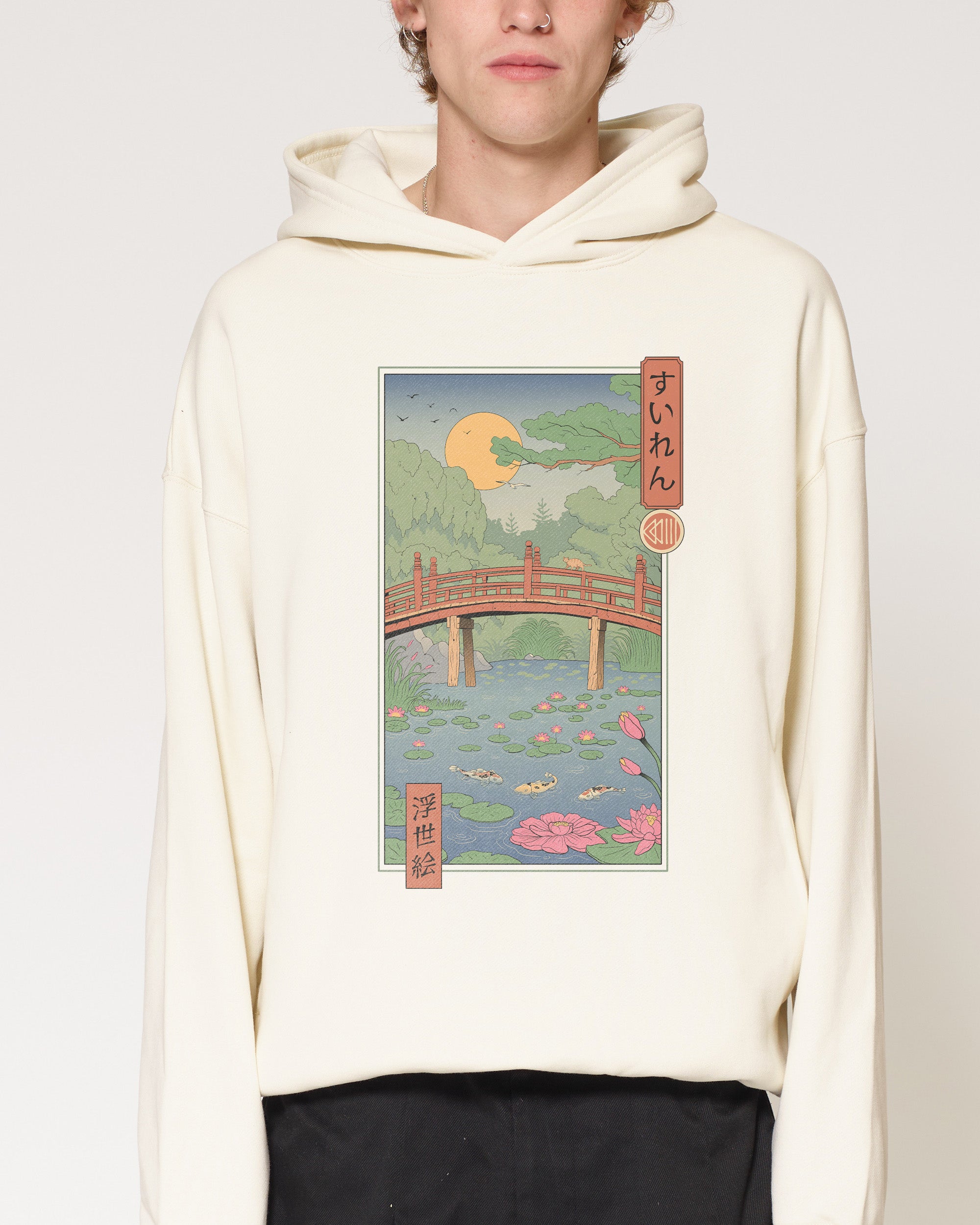 Water Lilies Ukiyo-e Natural Hoodie