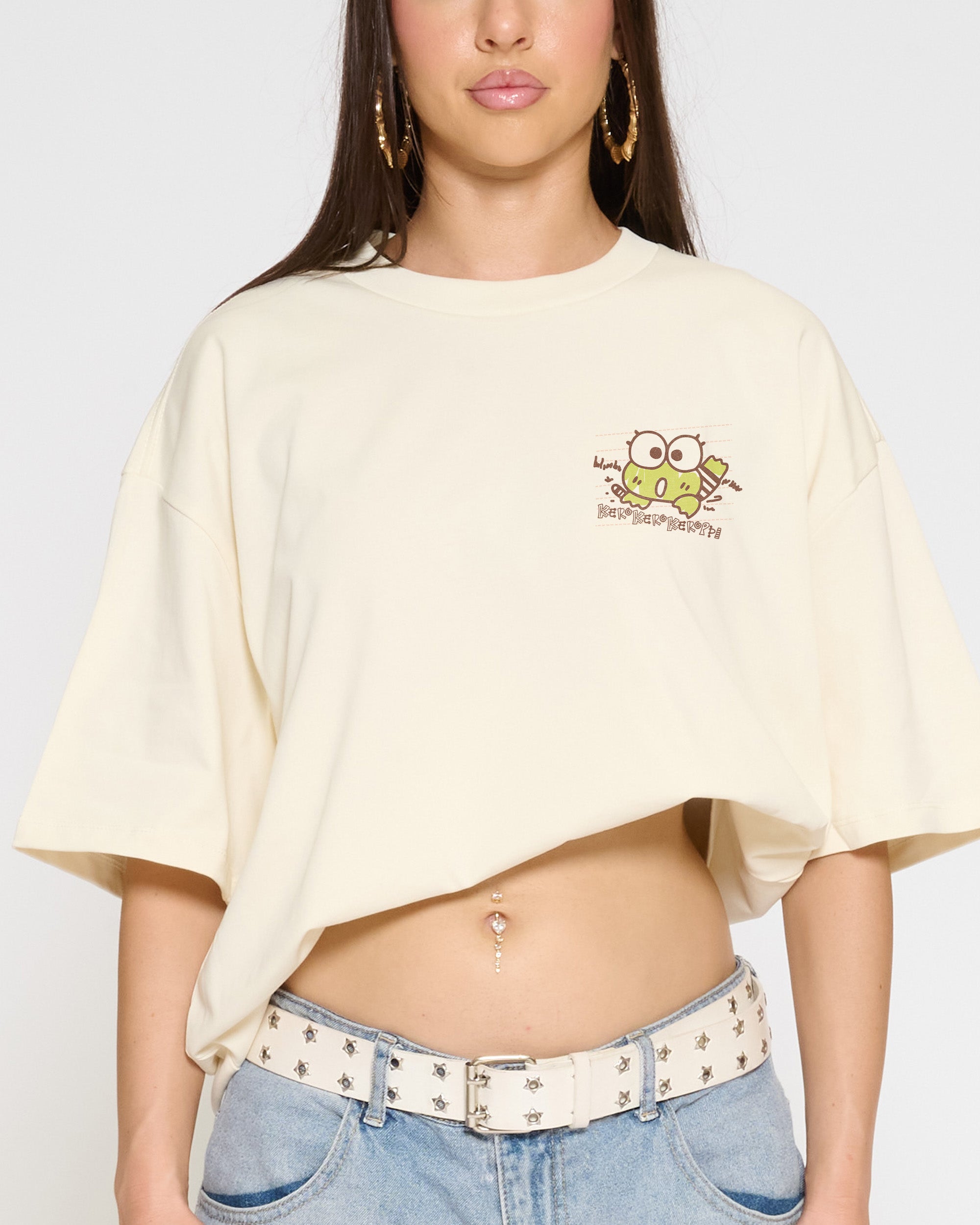 Keroppi Scribble Oversized Tee Official Hello Kitty and Friends collab Threadheads