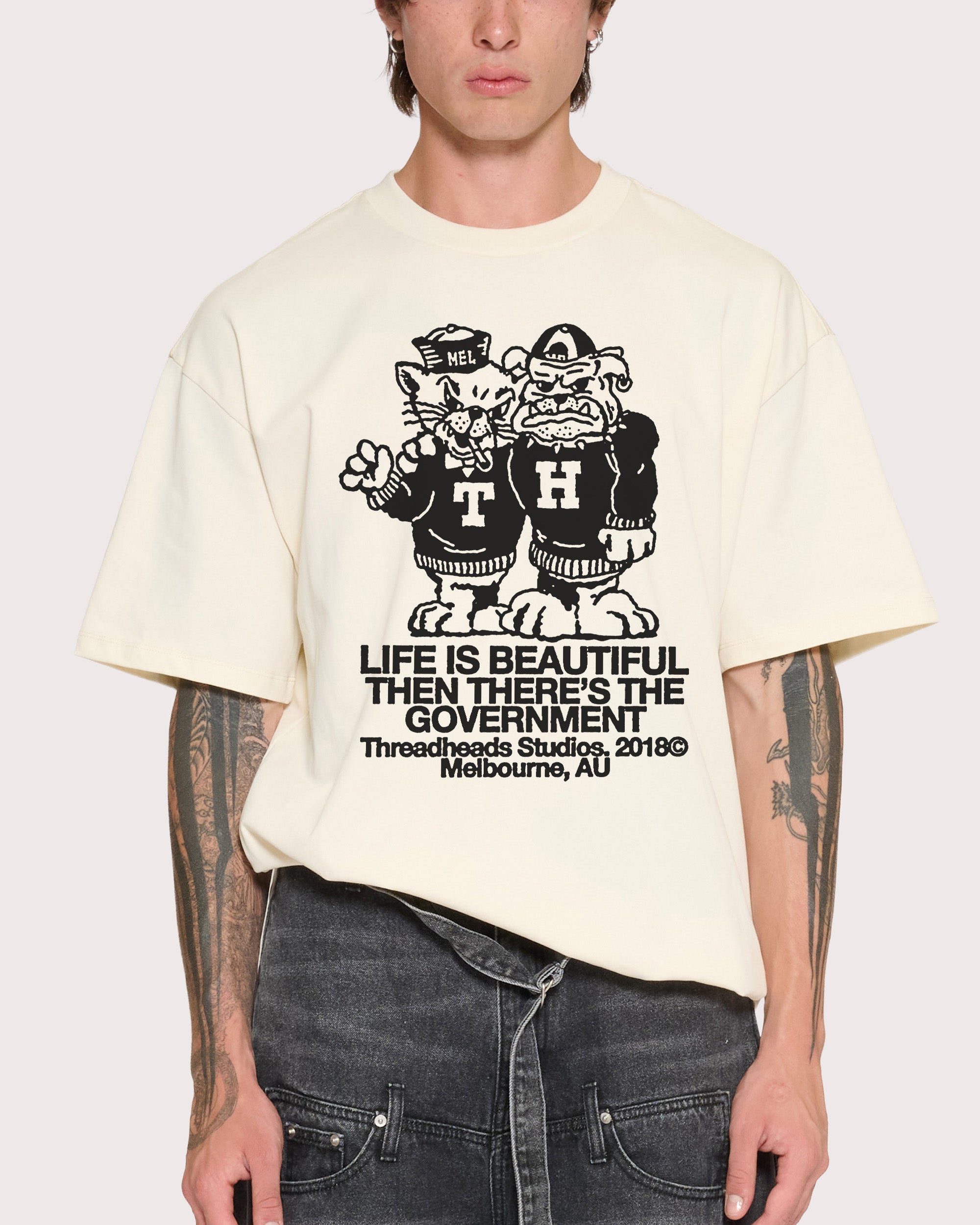 Life is Beautiful Natural Oversized Tee