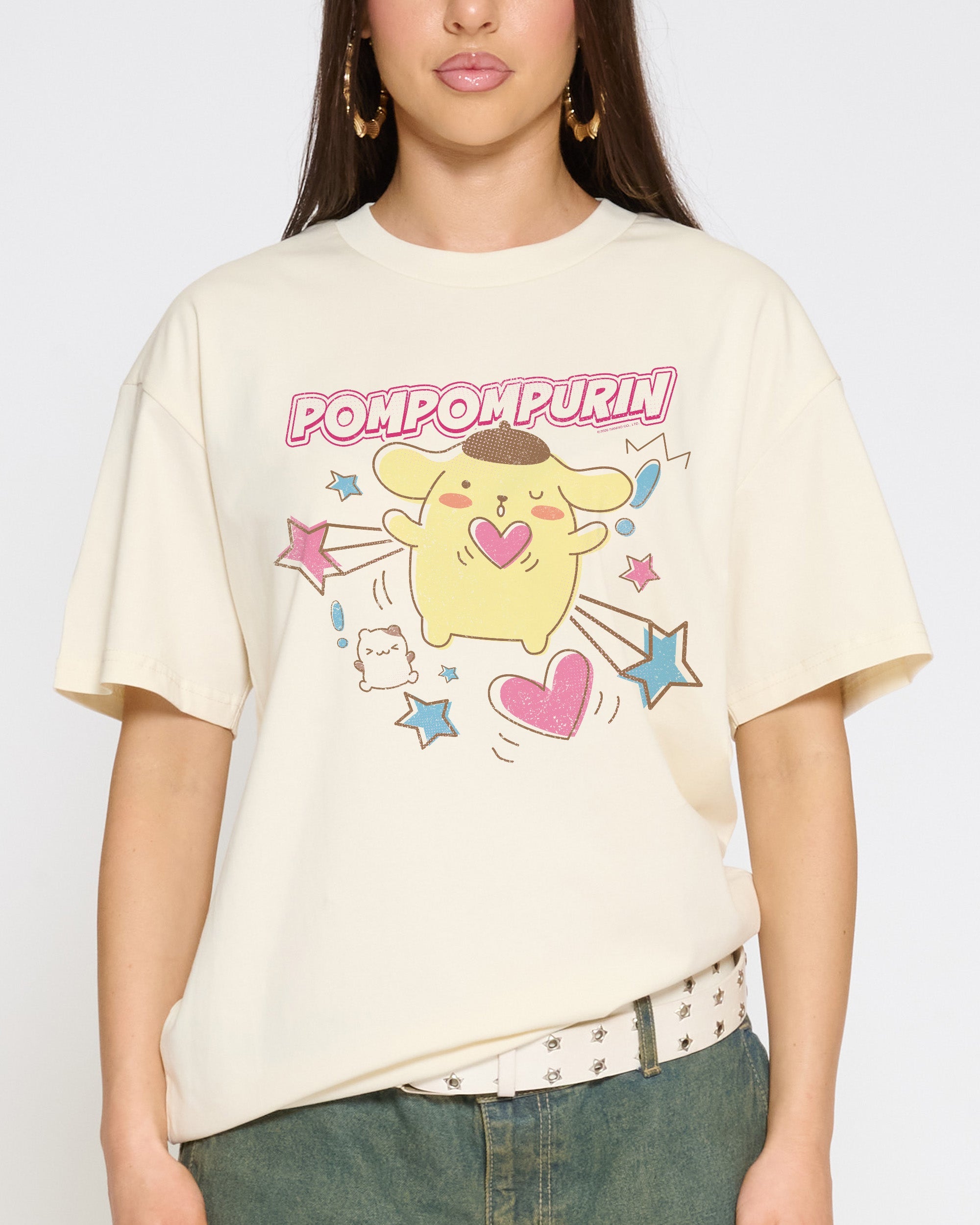 Pompompurin Hearts T-Shirt Official Hello Kitty and Friends collab Threadheads