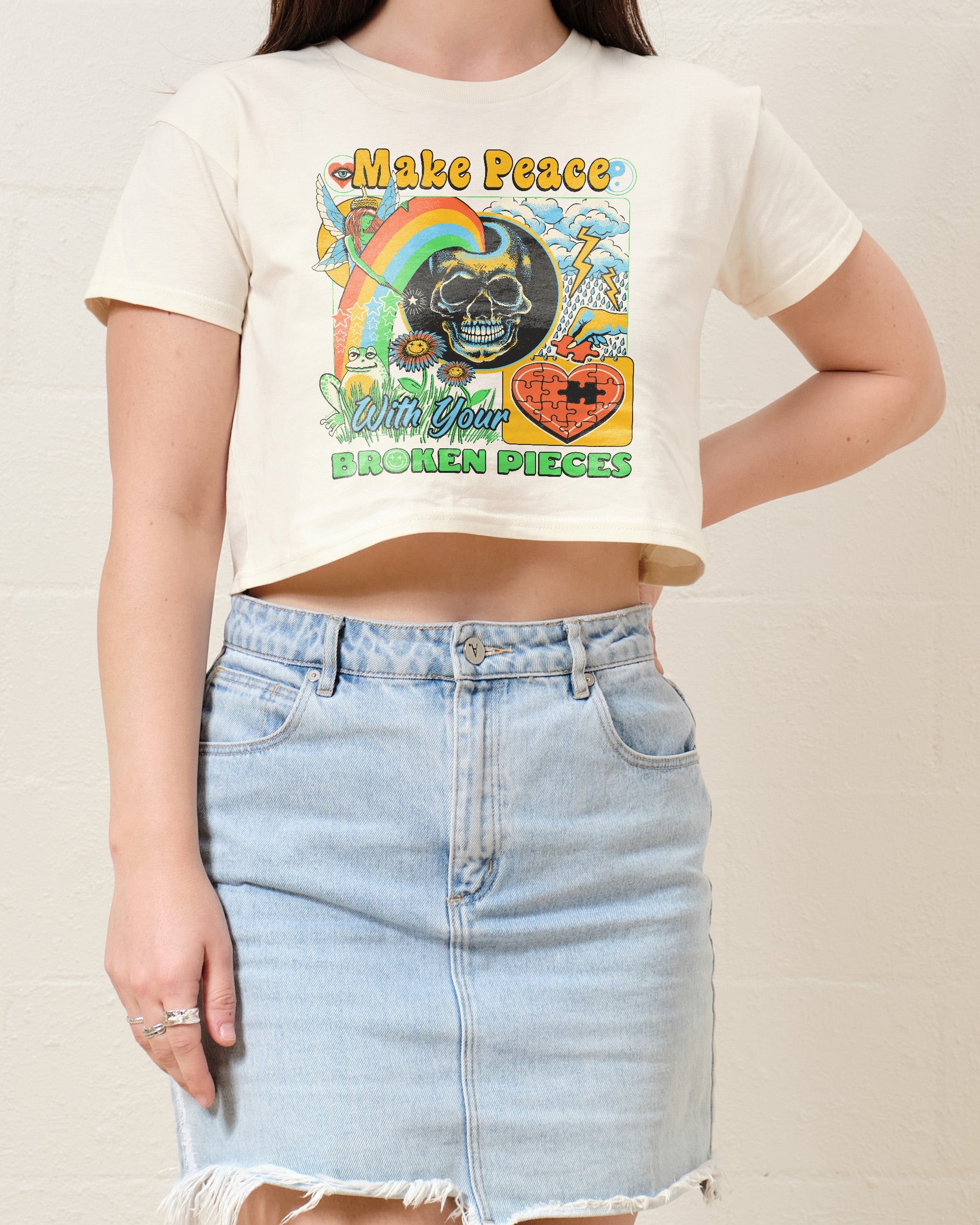 Make Peace Crop Tee Australia Online Natural