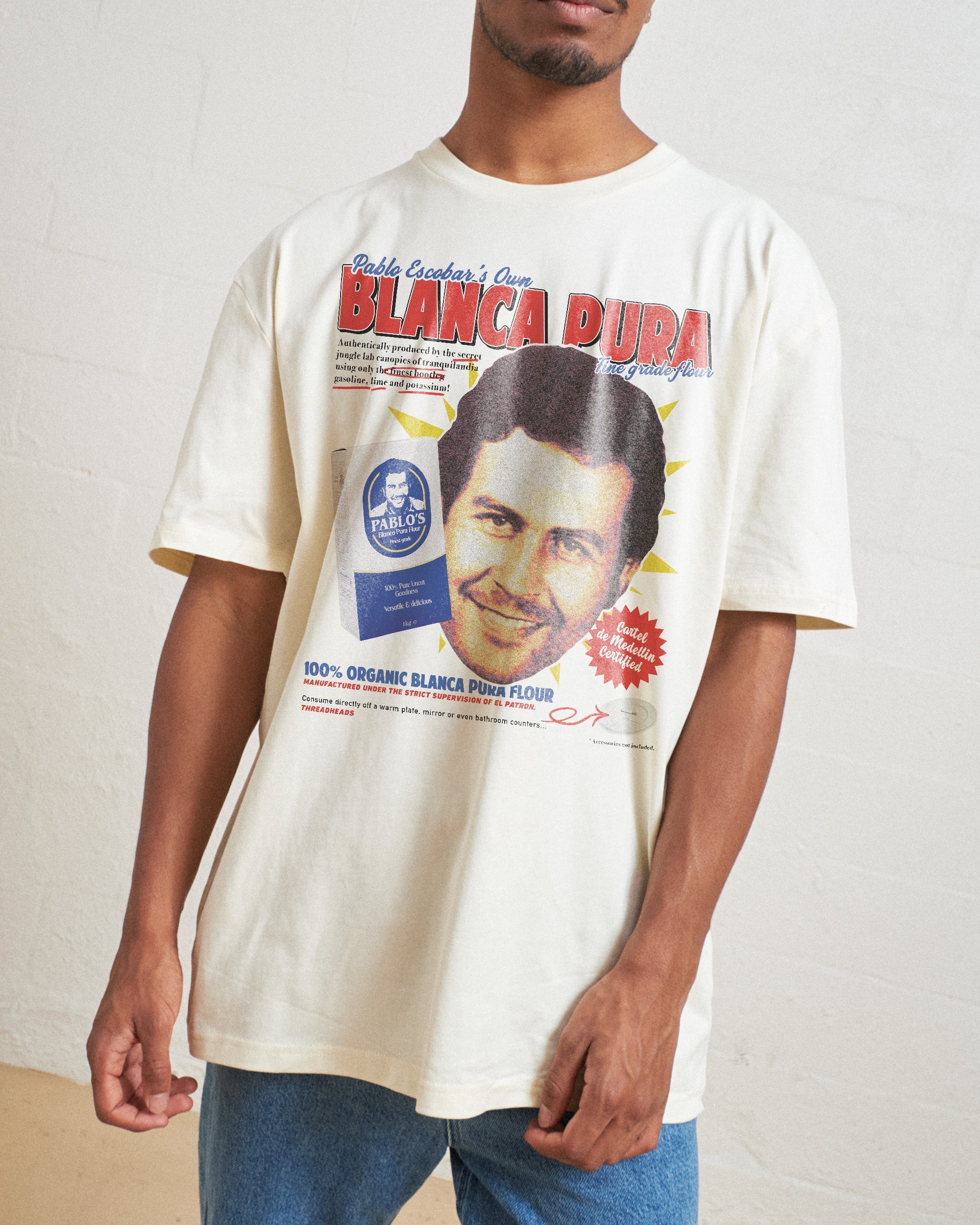 Pablo Escobar's Blanca Flour T-Shirt Australia Online Natural
