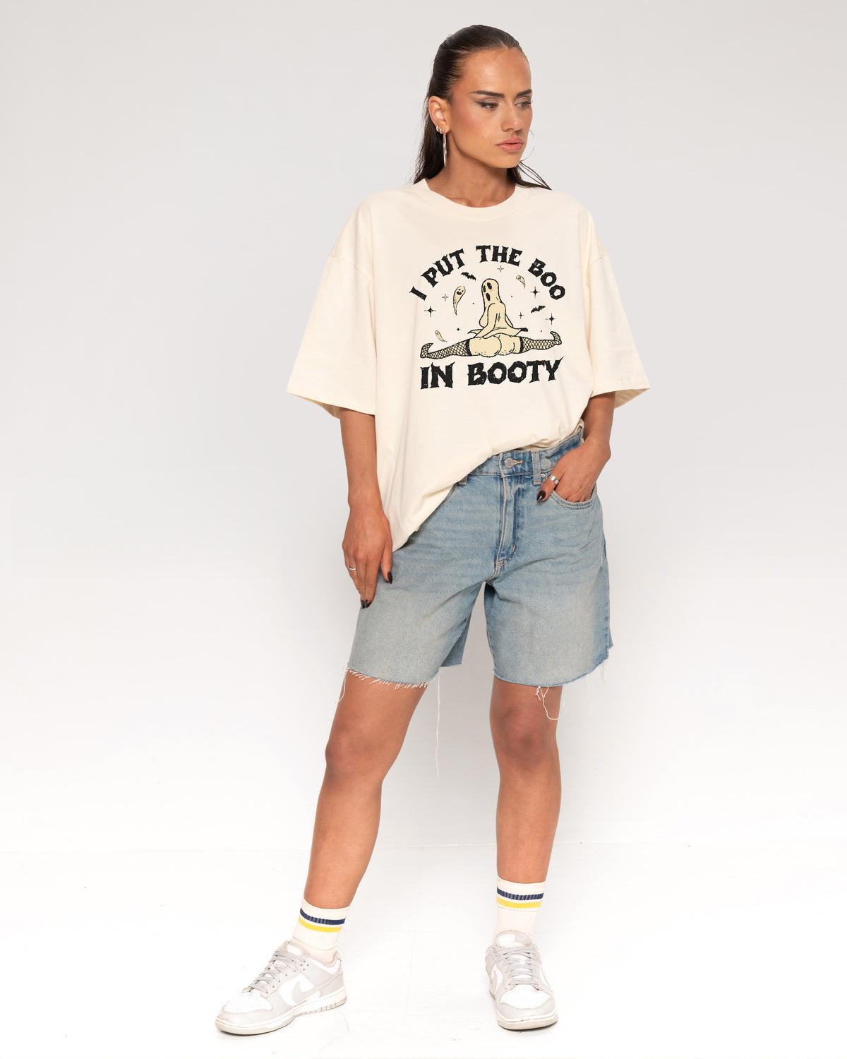 Boo in Booty Natural Oversized Tee