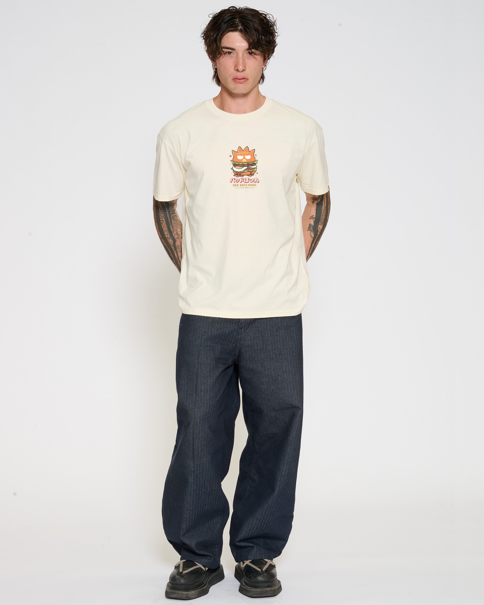 Bad Badtz-Maru Burger T-Shirt Official Hello Kitty and Friends collab Threadheads