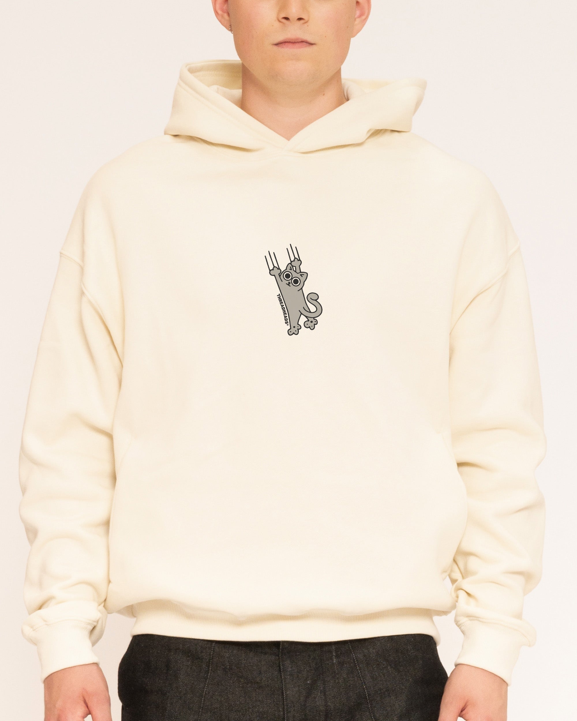 Falling Cat Natural Hoodie