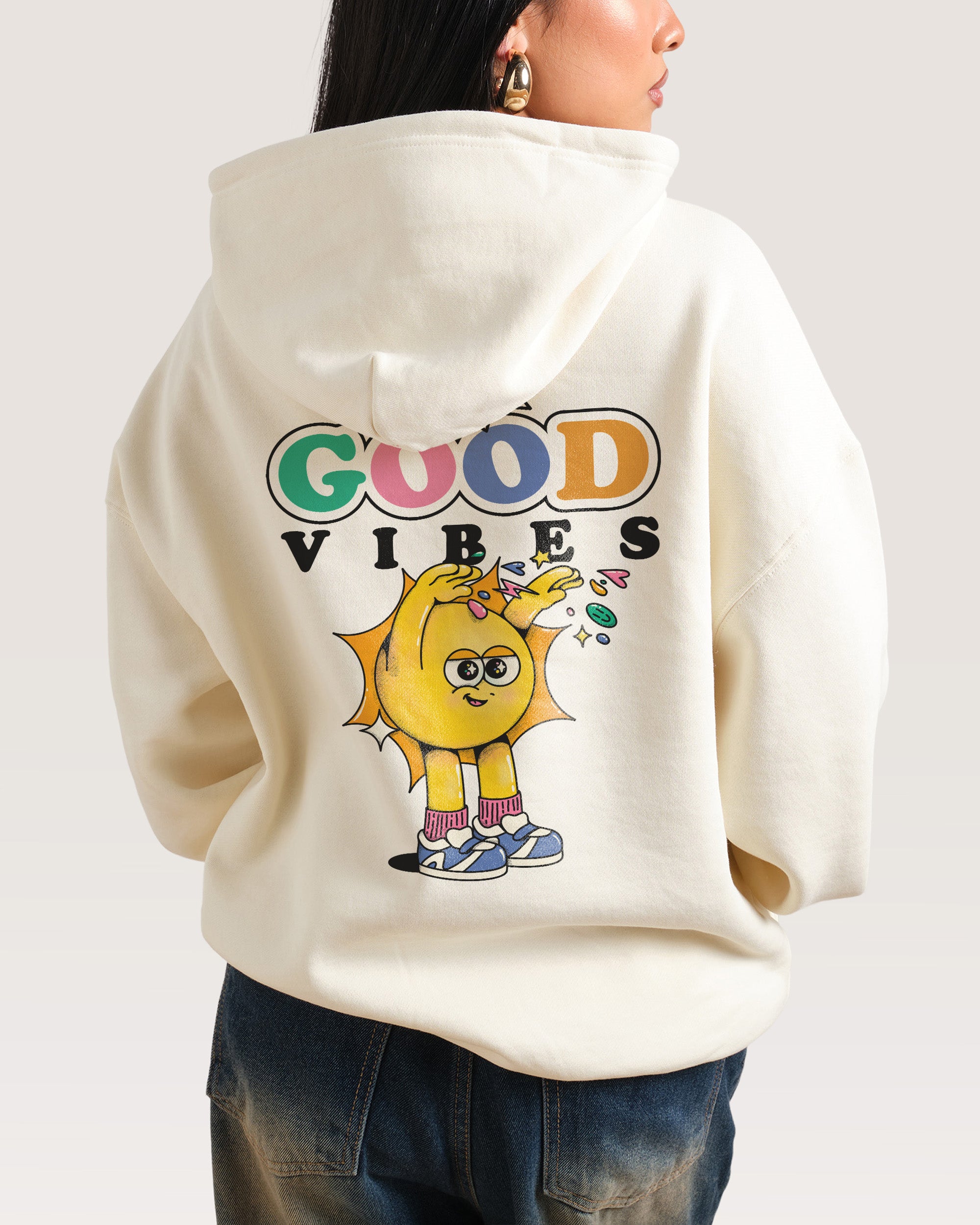Hit Em' With the Good Vibes Natural Hoodie