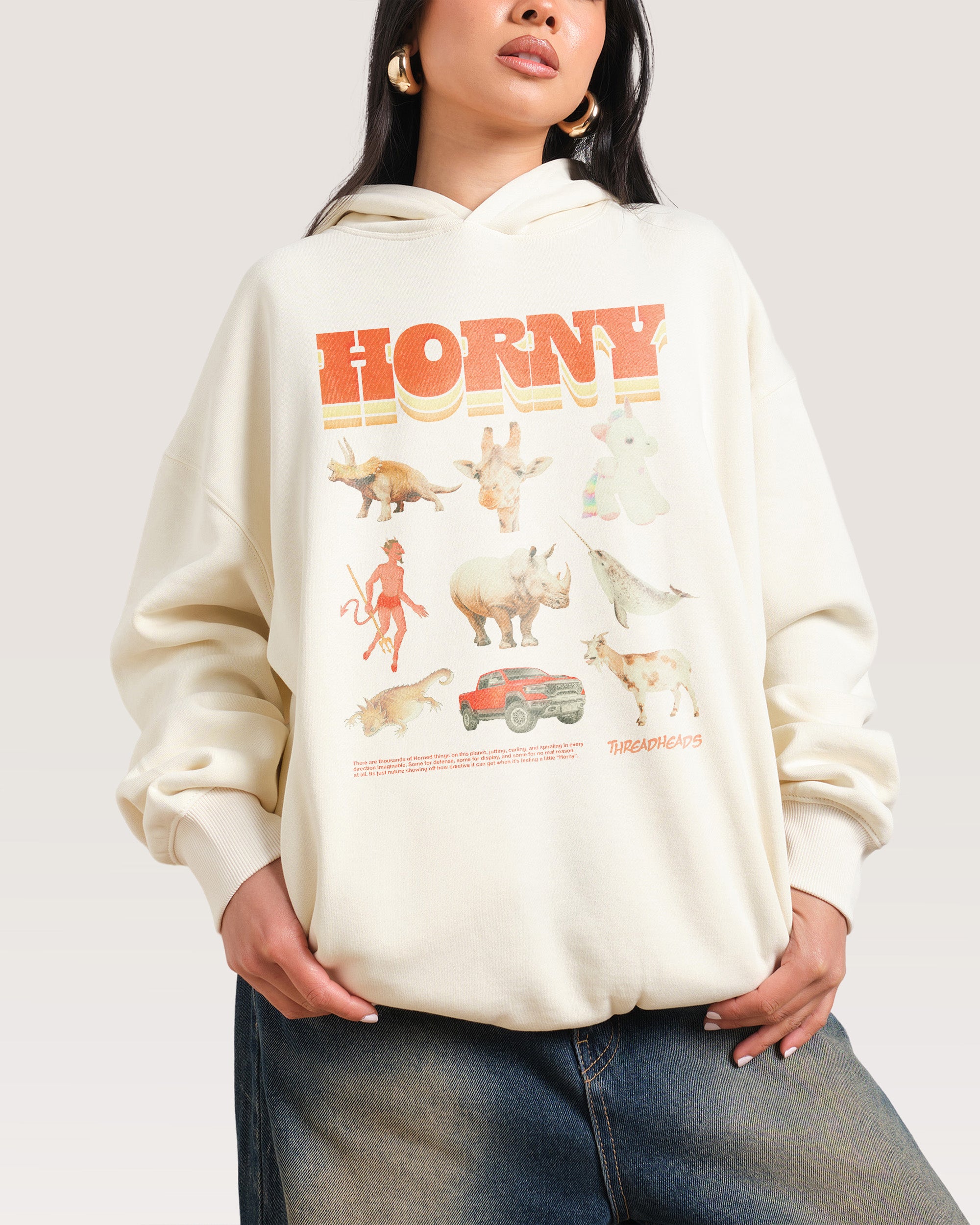 Horny Things Natural Hoodie