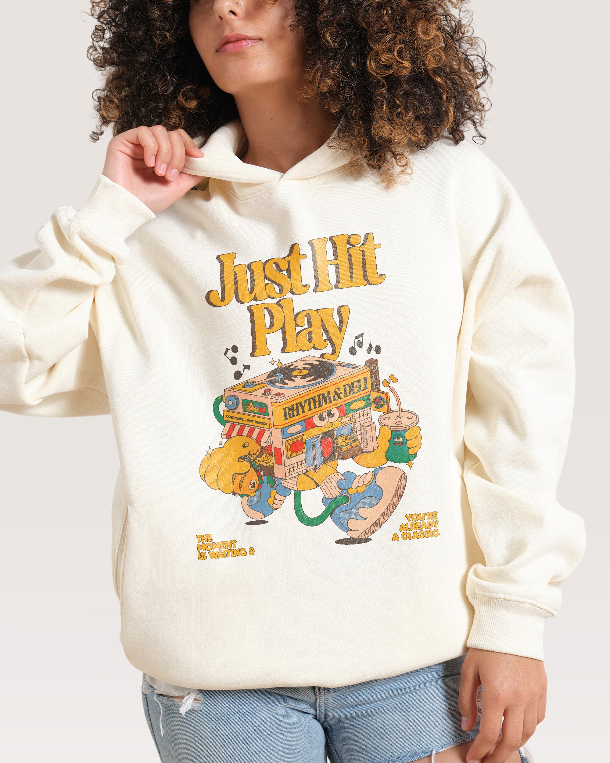 Just Hit Play Natural Hoodie