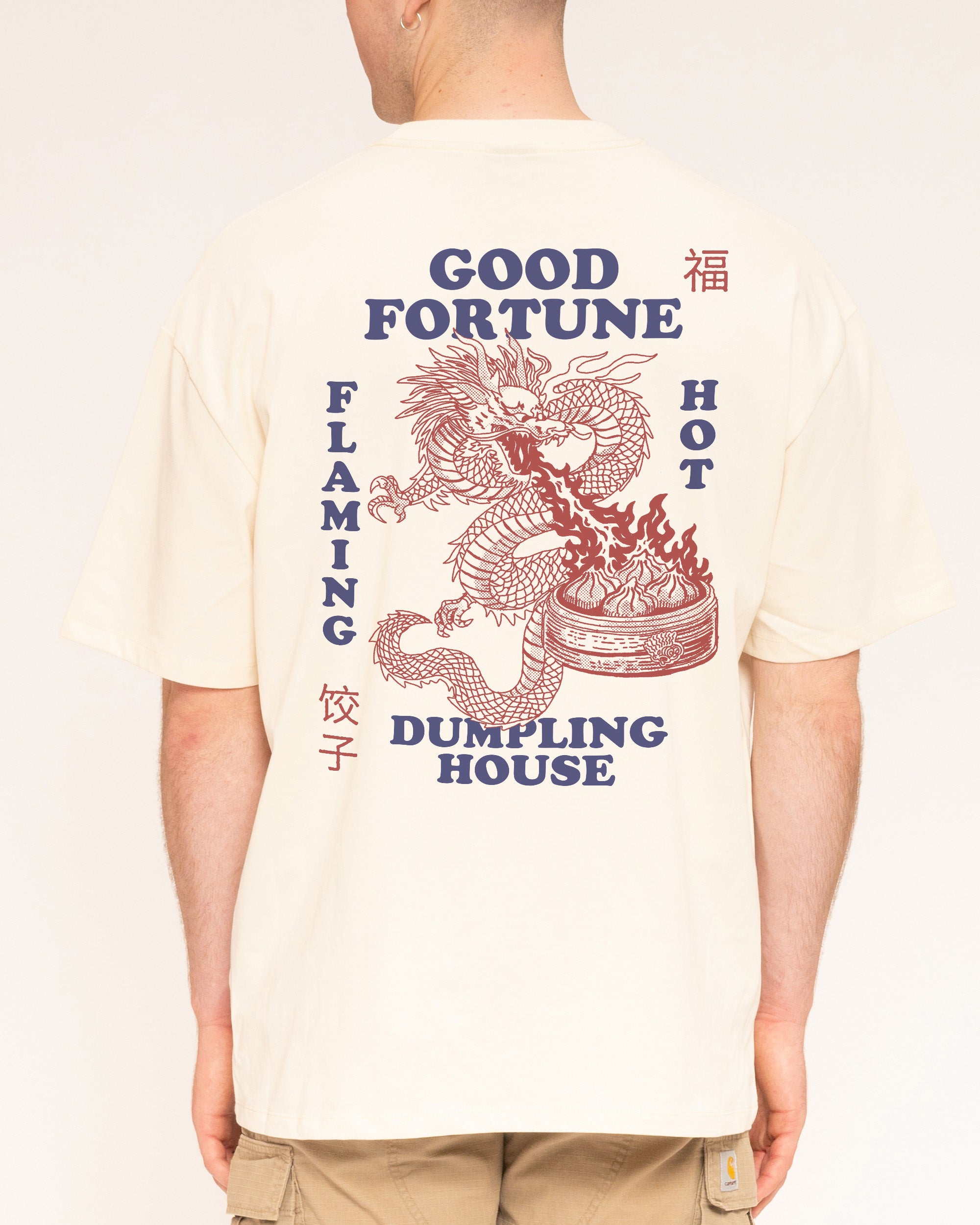 Good Fortune Dumplings Natural Oversized Tee