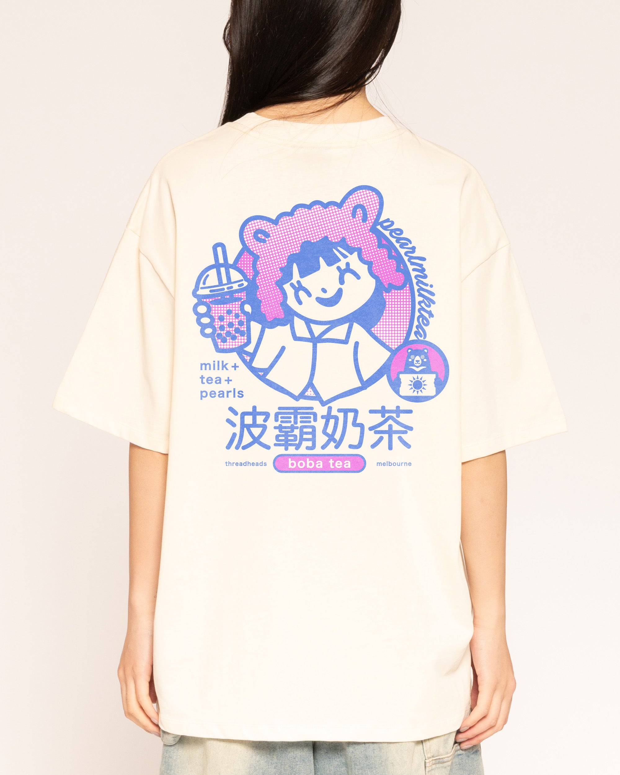 Boba Tea Natural Oversized Tee