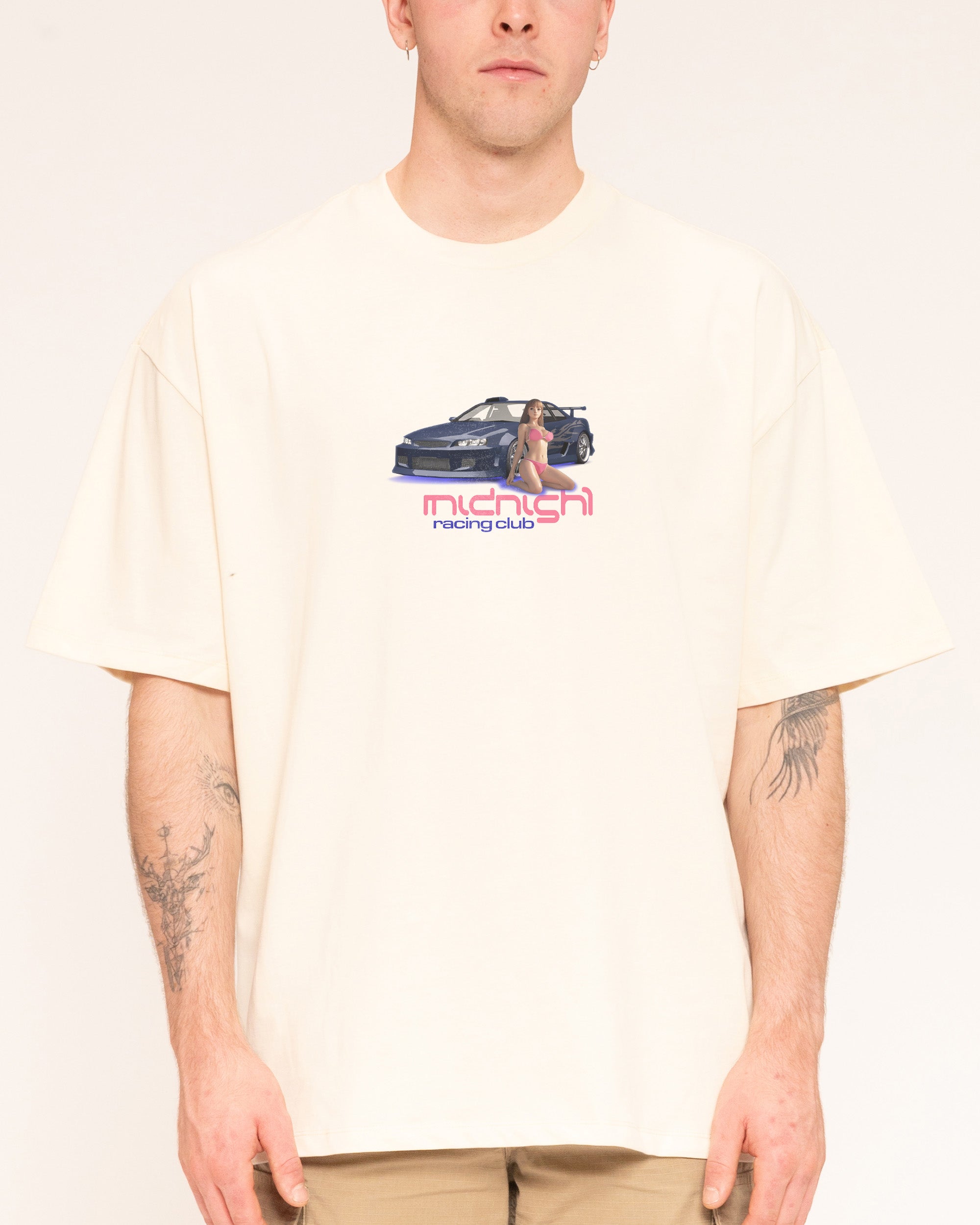 Midnight Racing Club Natural Oversized Tee
