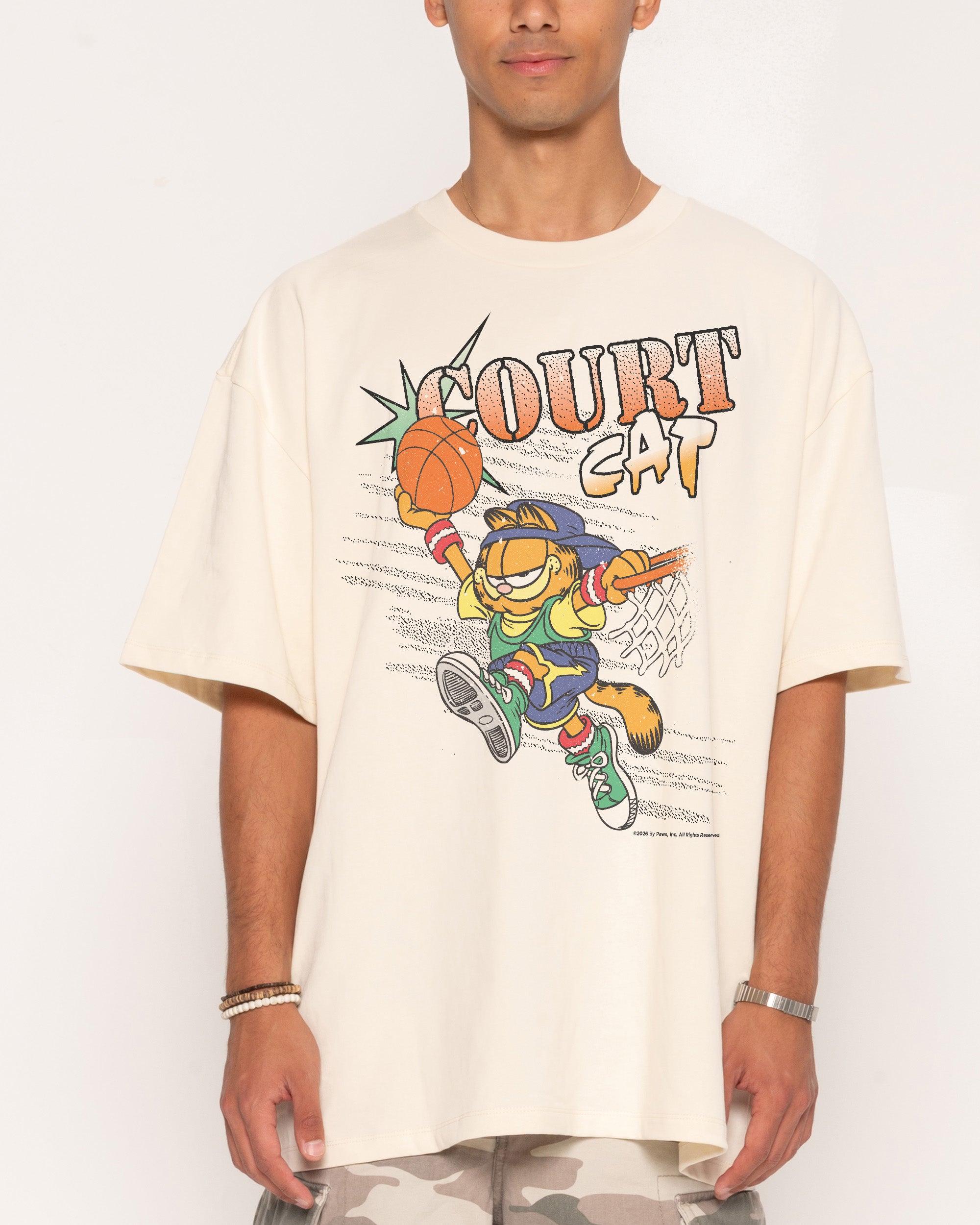 Court Cat Natural Oversized Tee