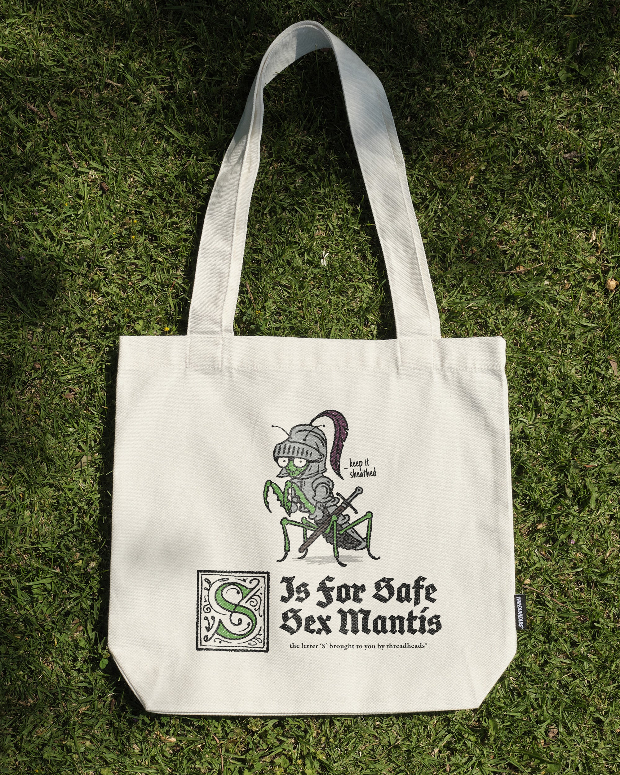 S is for Safe Sex Mantis Tote Bag