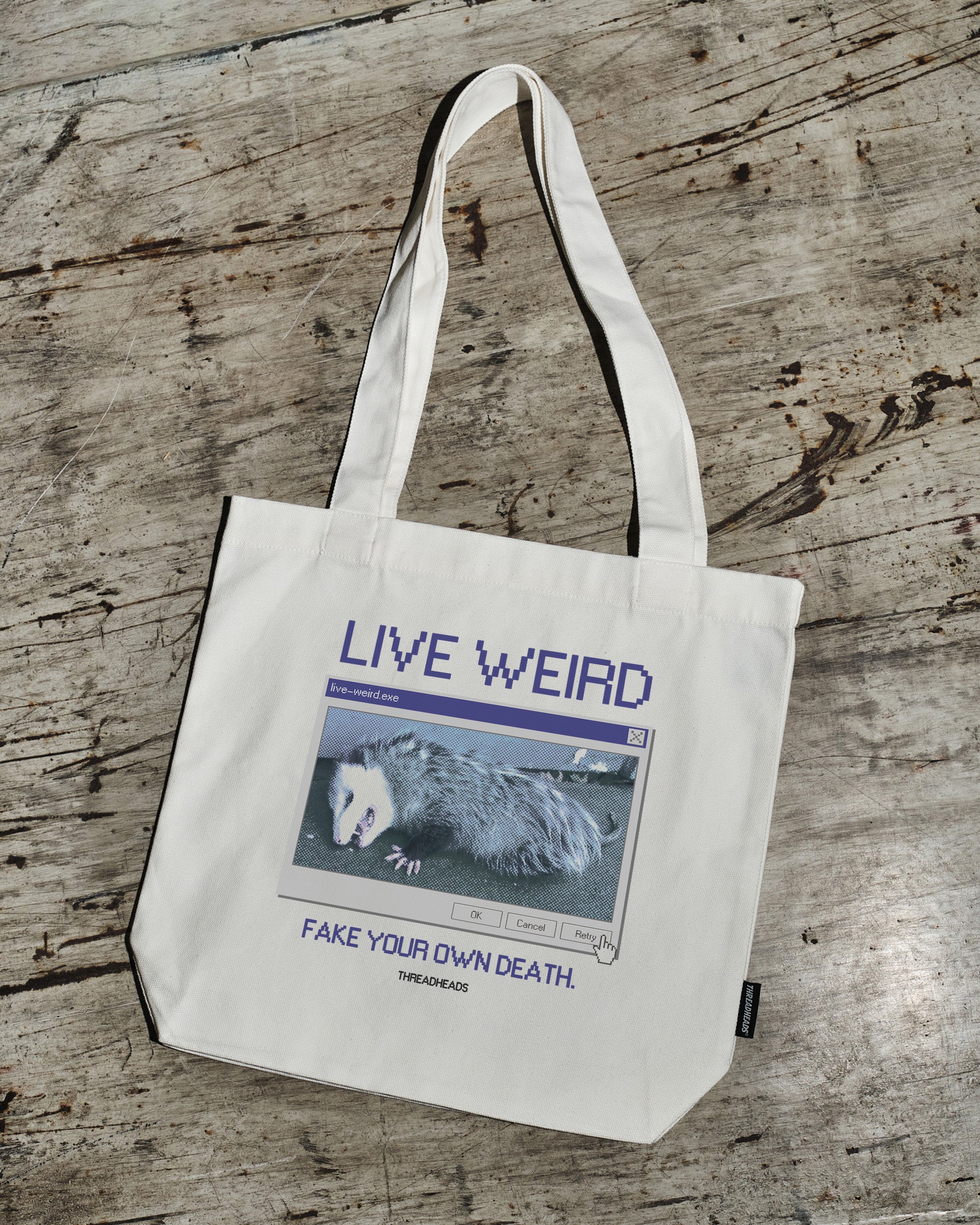 Live Weird, Fake Your Own Death Tote Bag Australia Online Natural