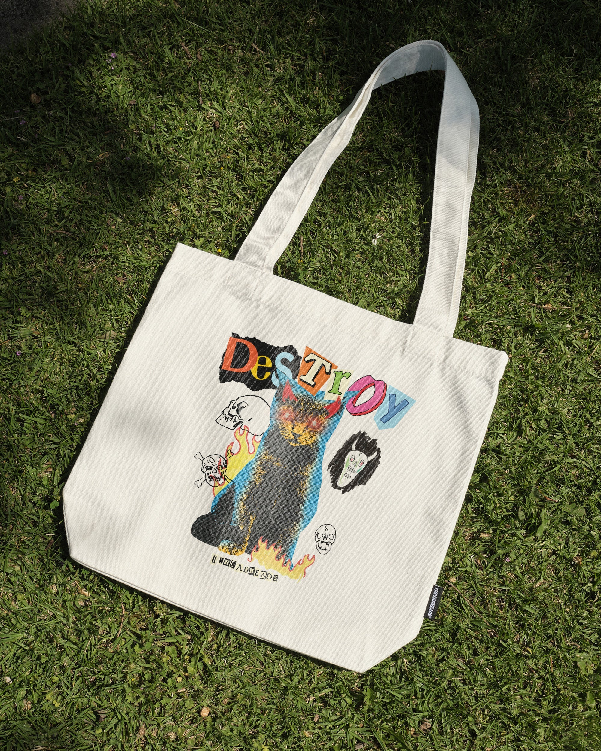 Destroy Cat Tote Bag Australia Online Natural