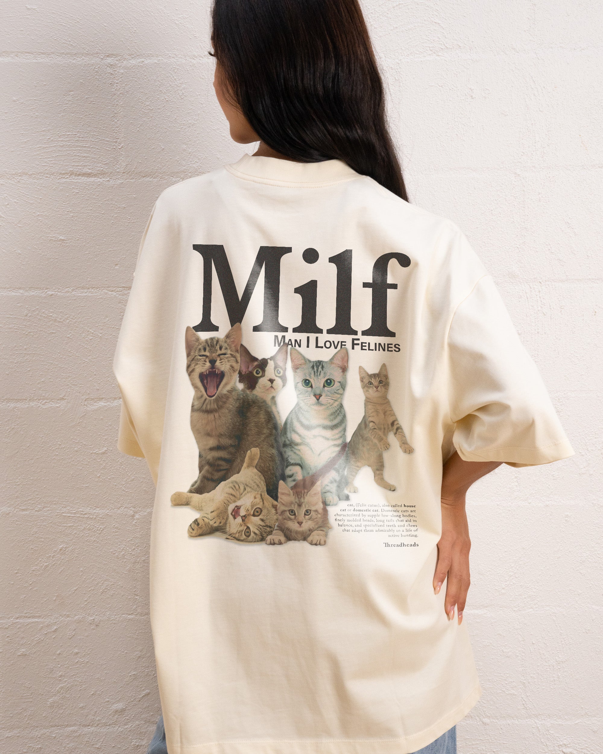 Man I Love Felines Front and Back Oversized Tee