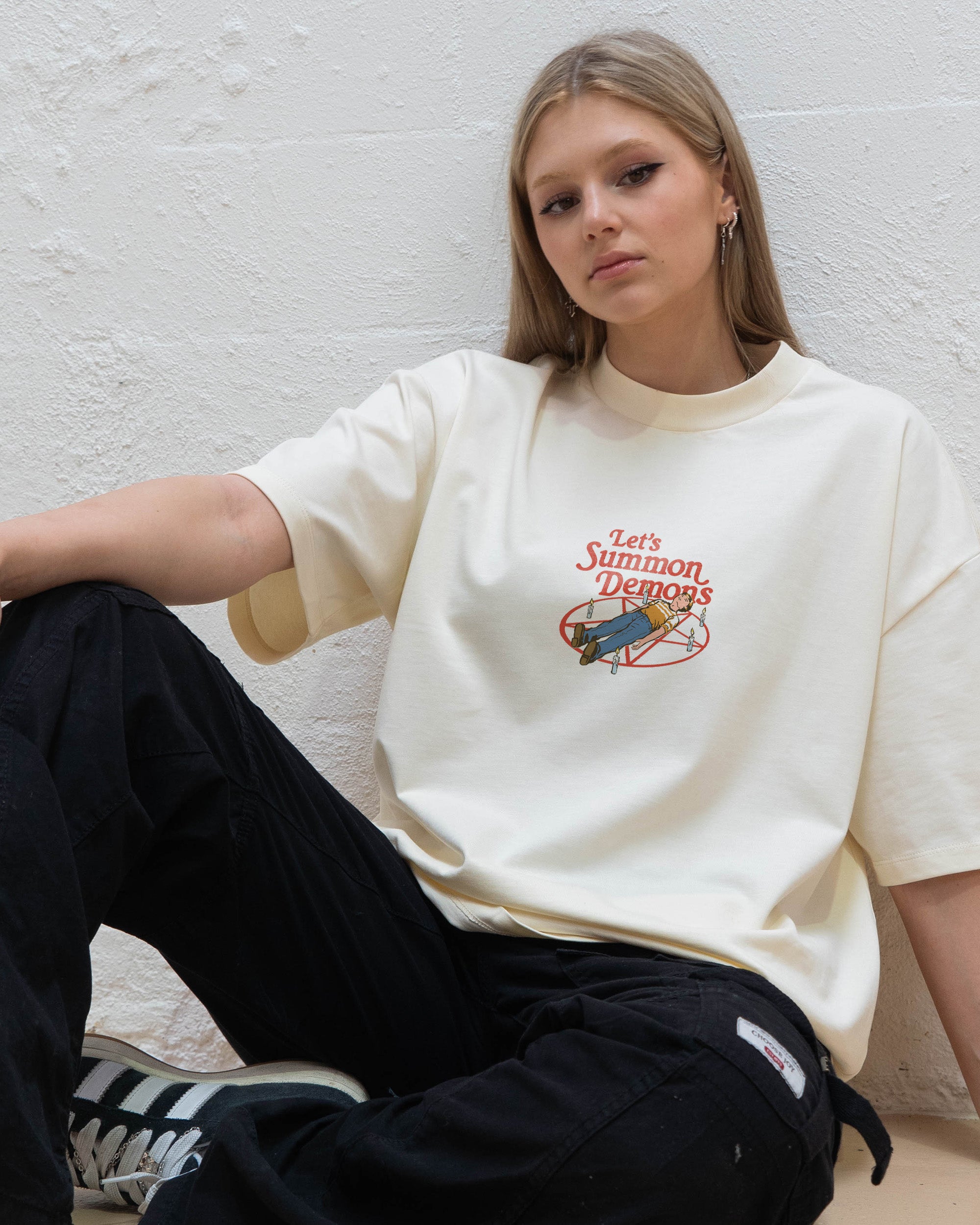 Let's Summon Demons Front and Back Oversized Tee Australia Online Threadheads