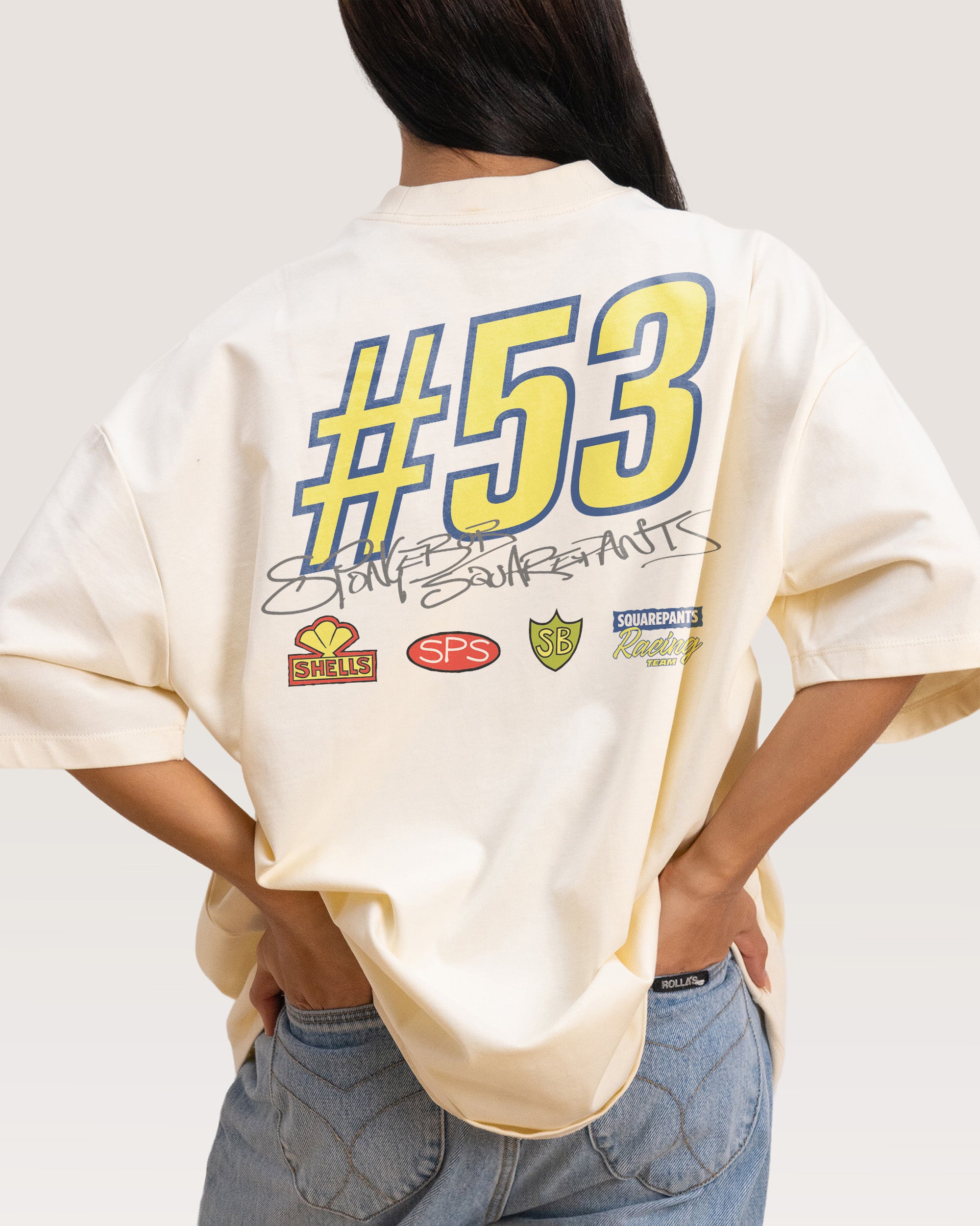 Spongebob Racing Natural Oversized Tee
