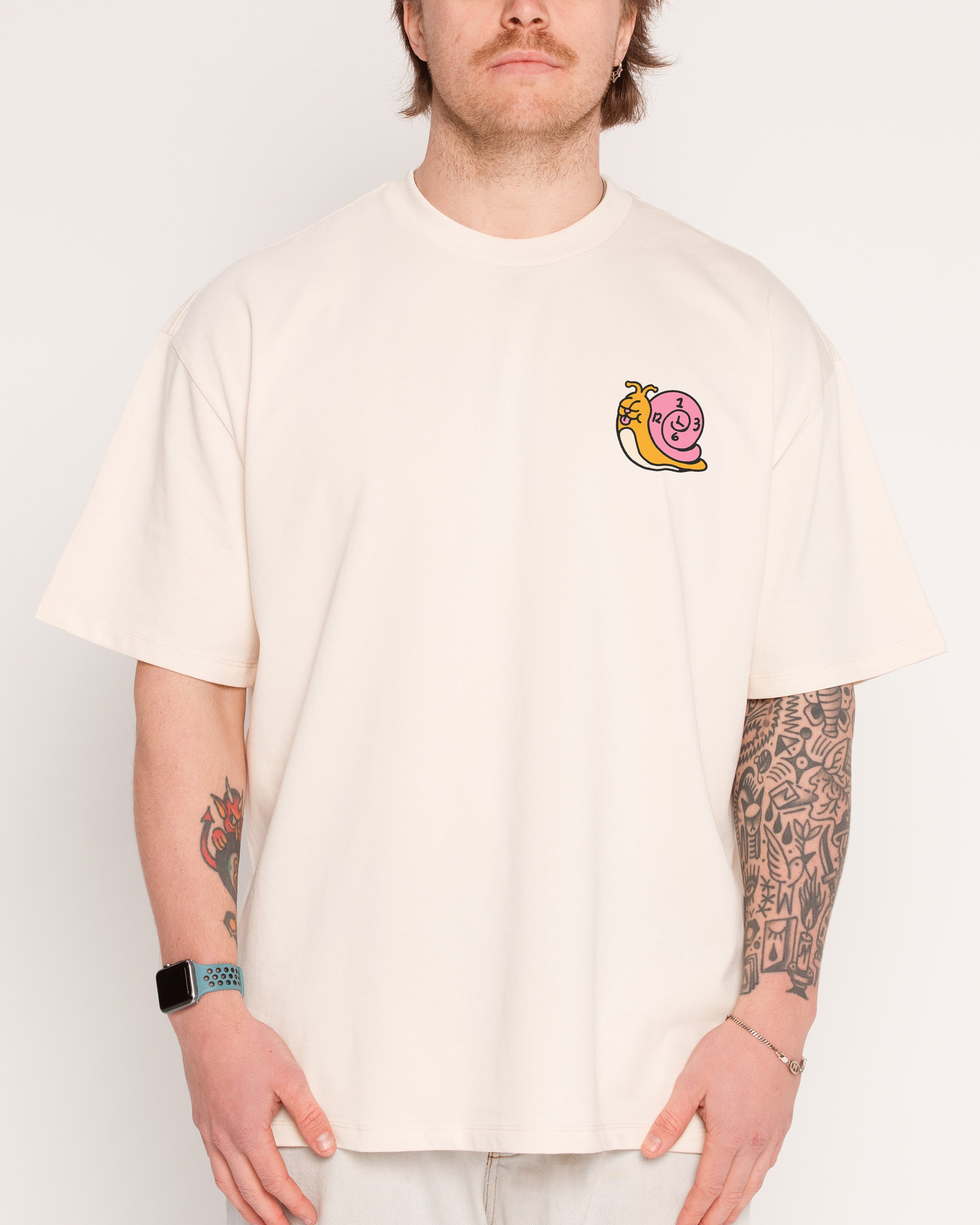 Time is on My Side Front and Back Natural Oversized Tee