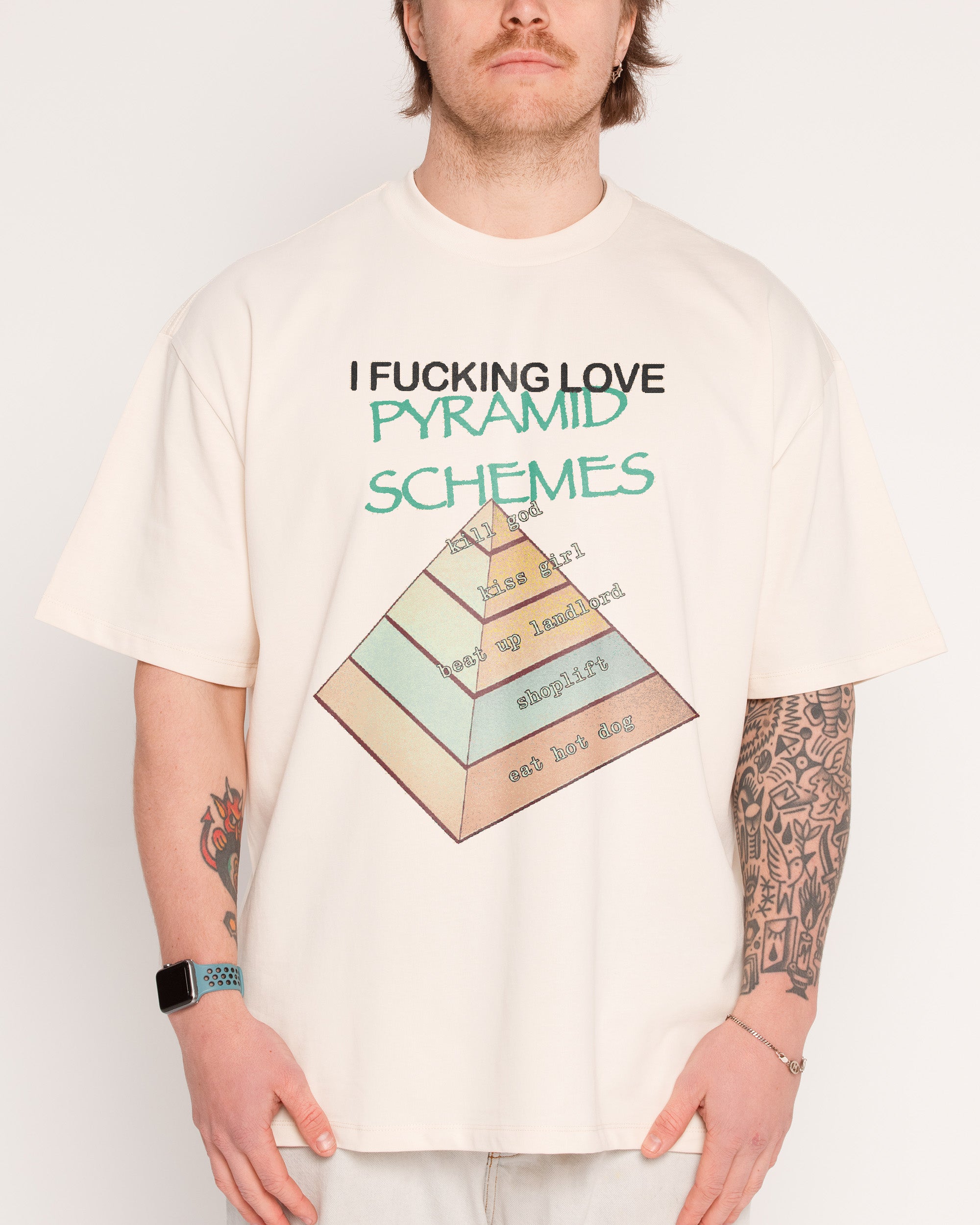 Pyramid Scheme Natural Oversized Tee