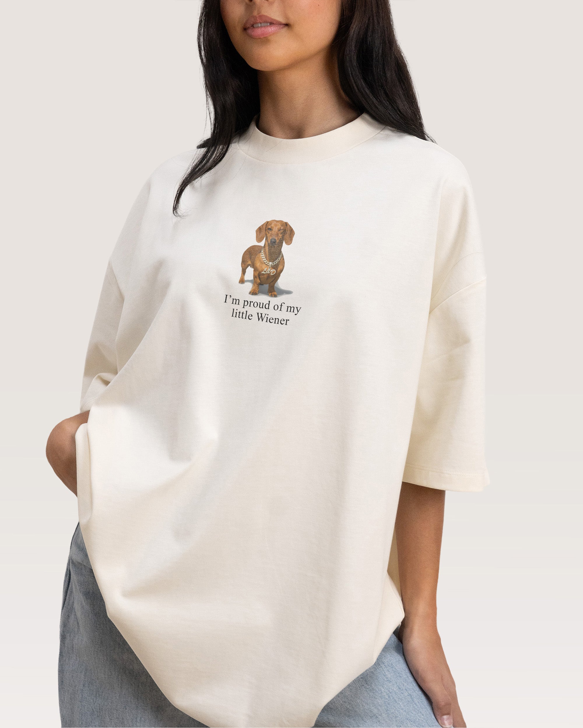 Little Weiner Natural Oversized Tee