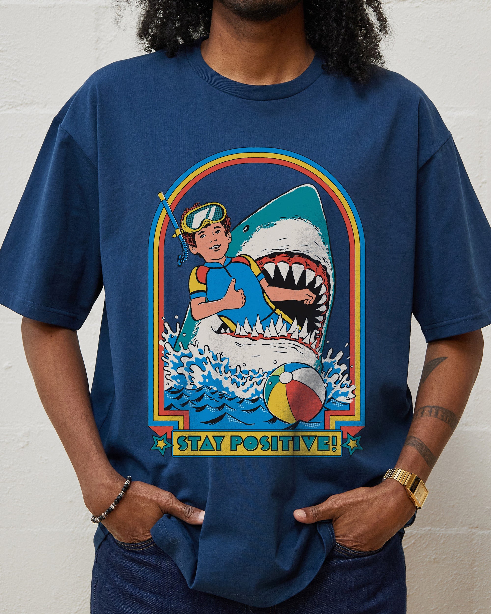 Stay Positive T-Shirt Australia Online Navy