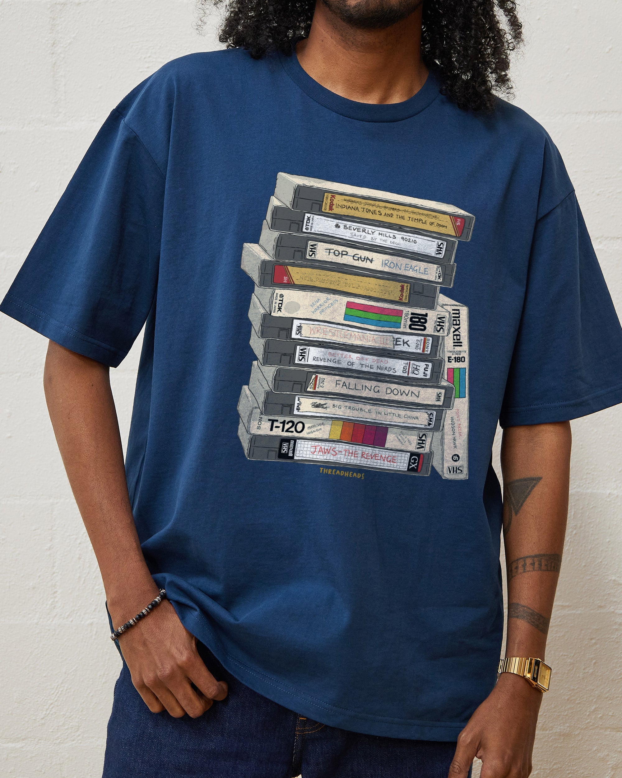 VHS Tapes T-Shirt Australia Online #colour_navy