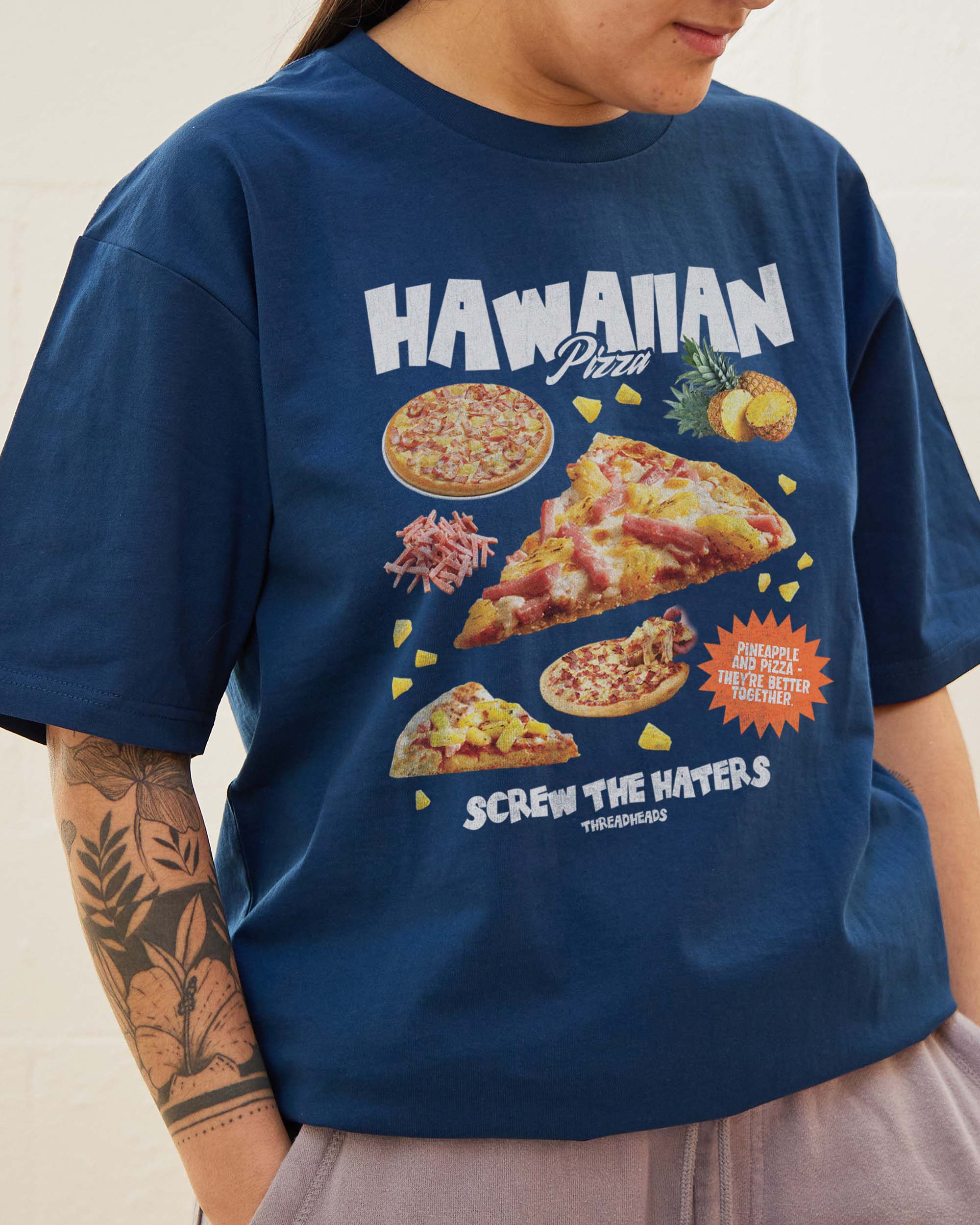 Hawaiian Pizza Bootleg T-Shirt Australia Online Navy