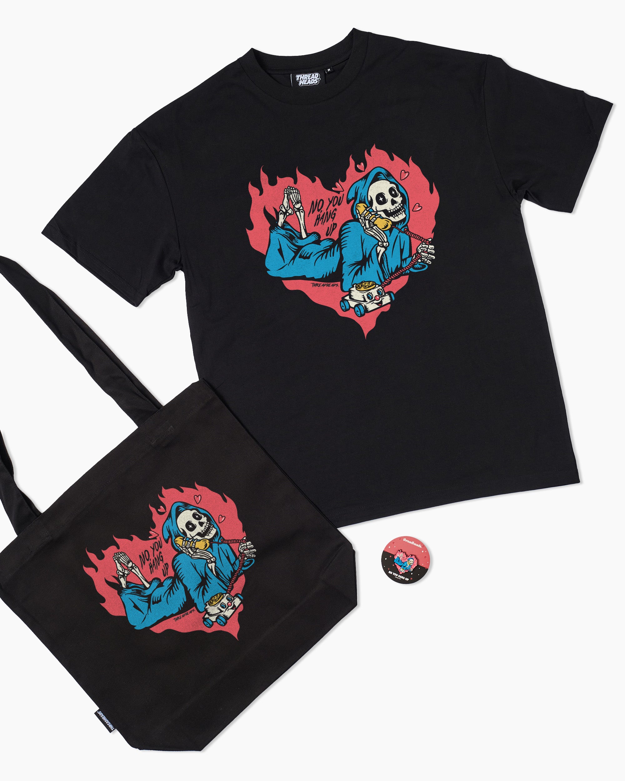 No You Hang Up Bundle | T-Shirt, Tote Bag & Pin Bundle